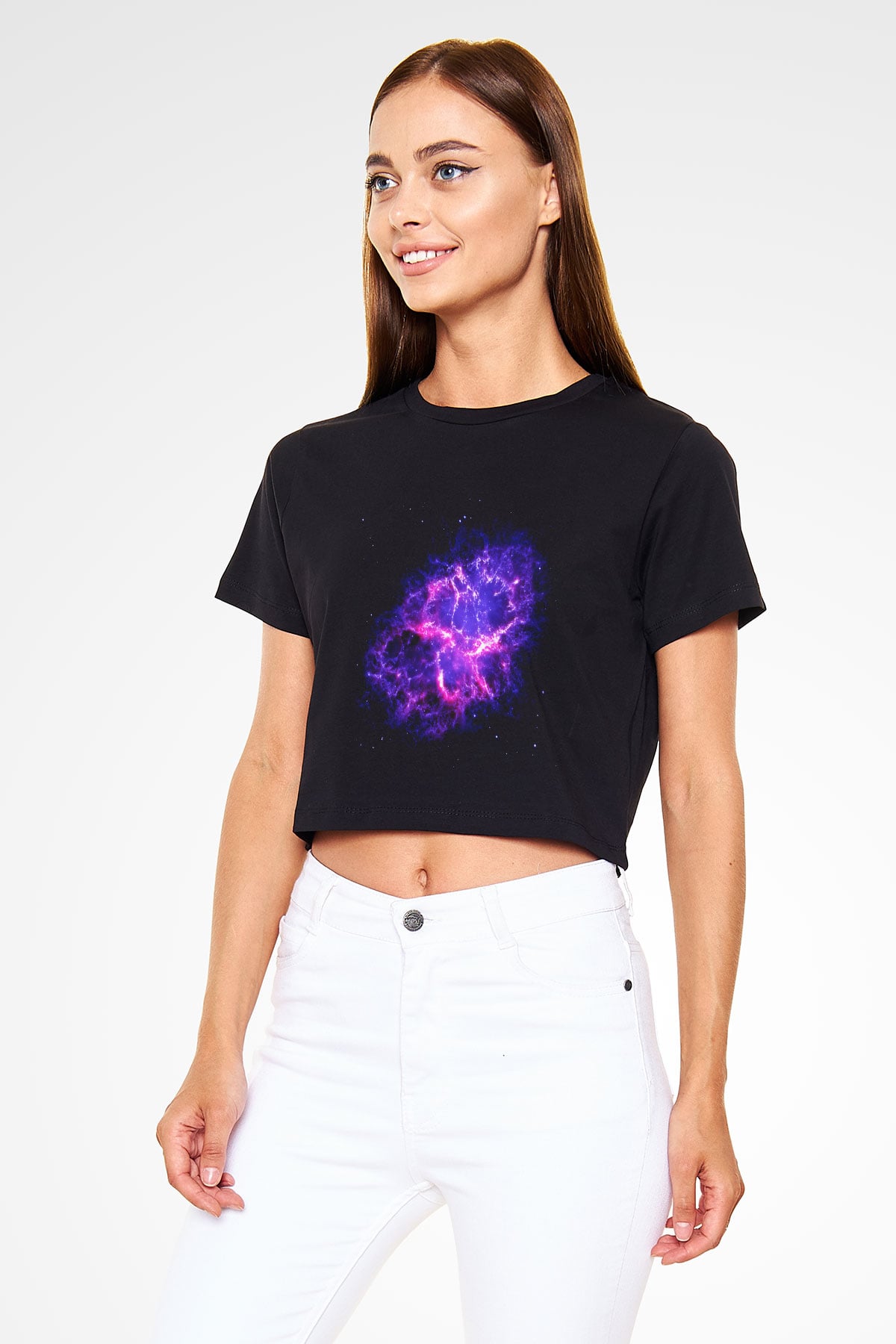 Süpernova Siyah Crop Top Tişört
