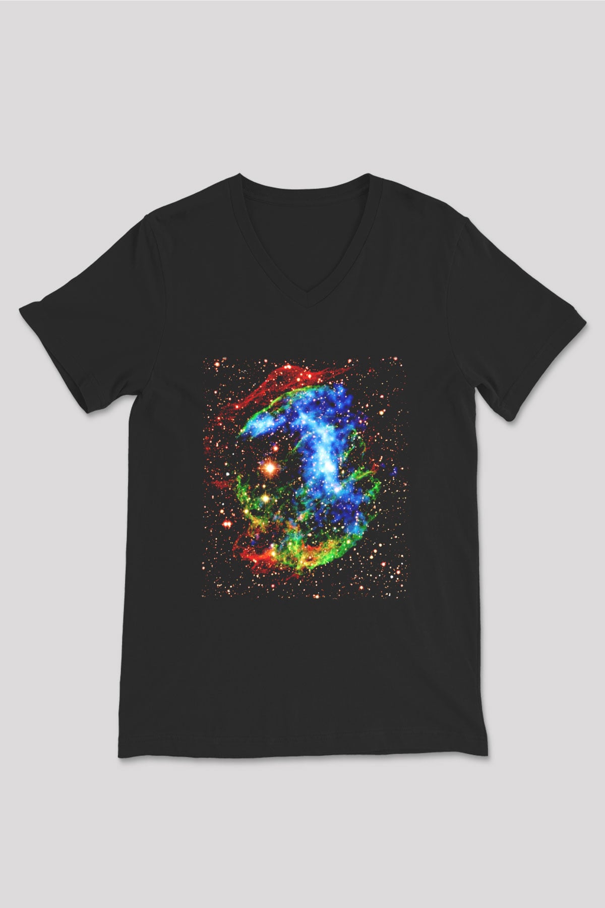 Süpernova Siyah Unisex V Yaka Tişört T-Shirt