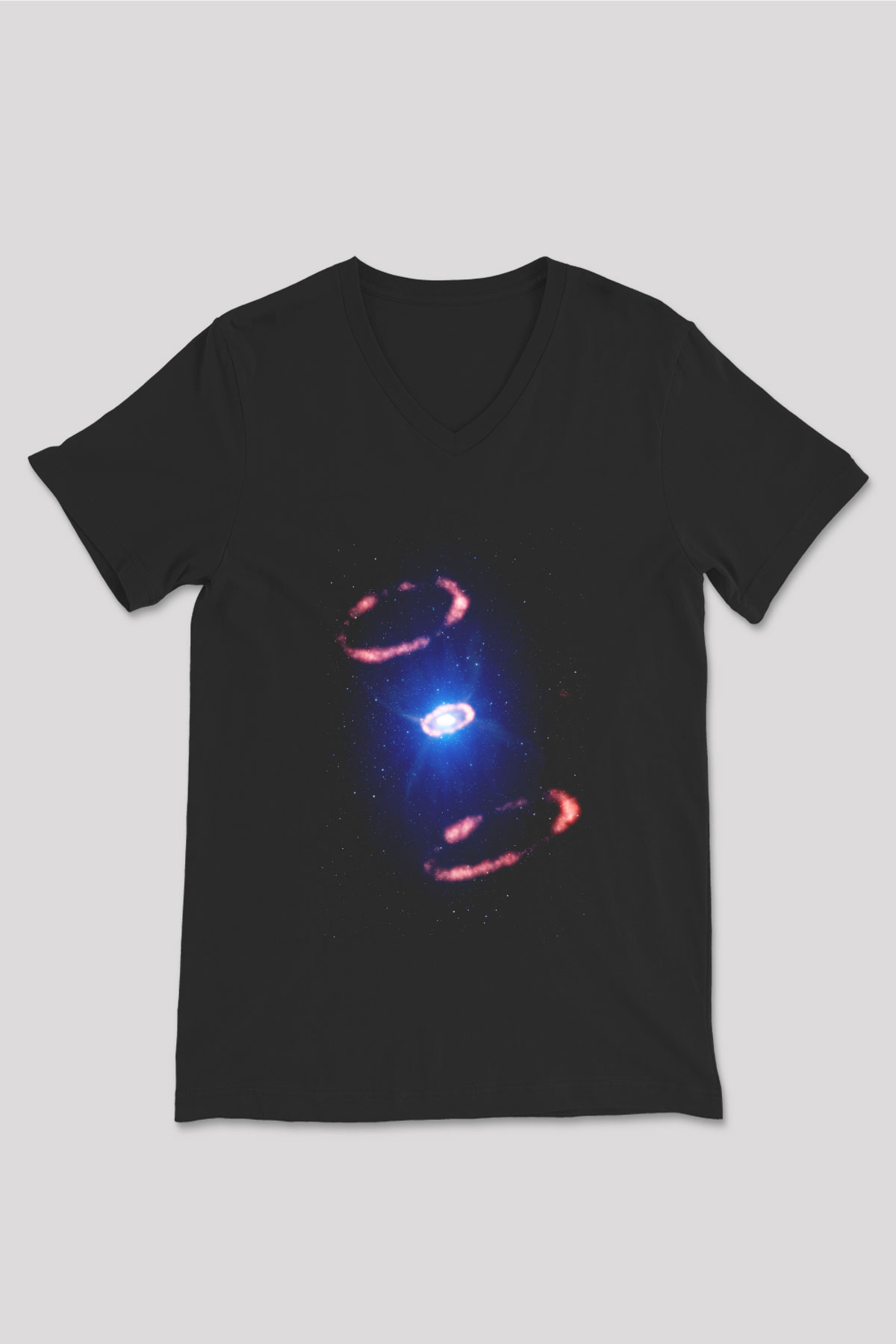 Süpernova Siyah Unisex V Yaka Tişört T-Shirt