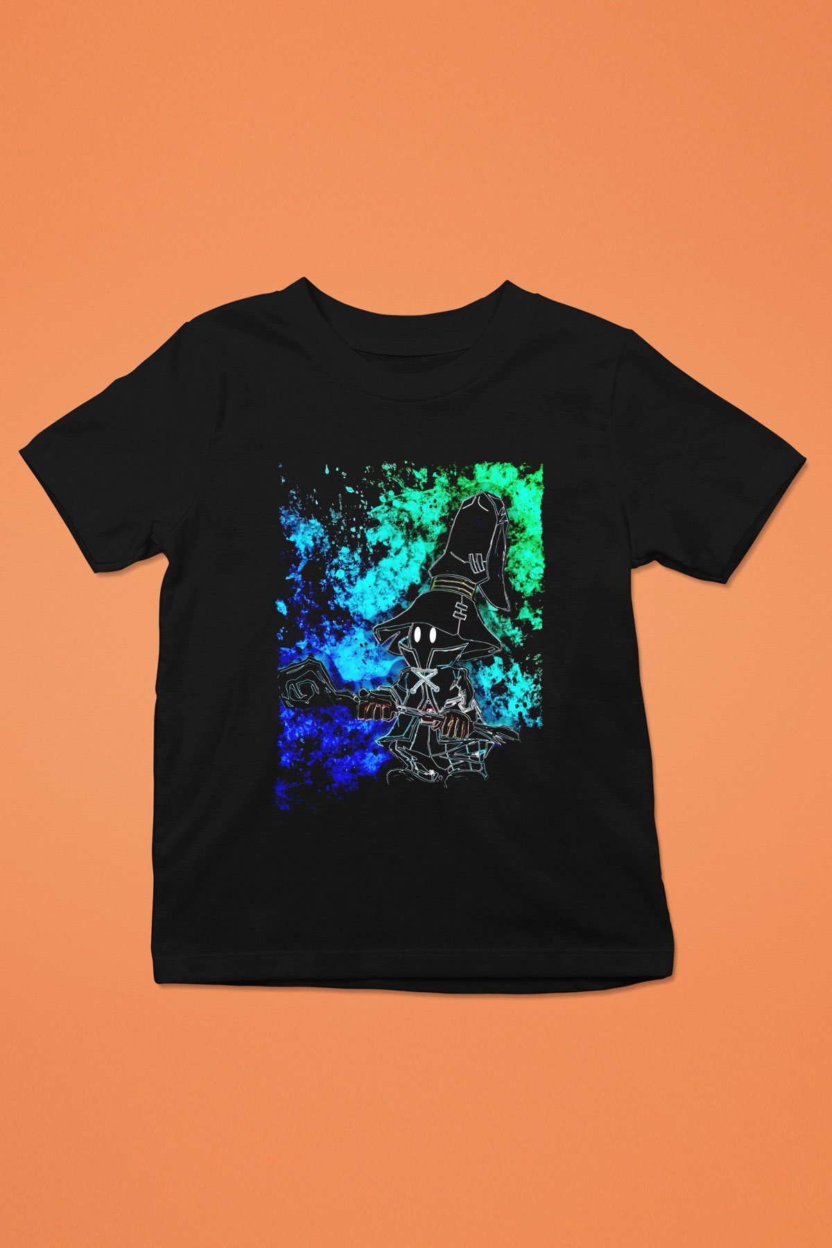 Süpürgeli Cadı Baskılı Unisex Siyah  Çocuk Tişört