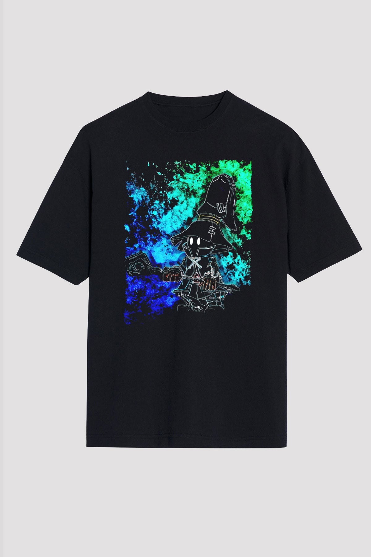 Süpürgeli Cadı Baskılı Unisex Siyah Tişört