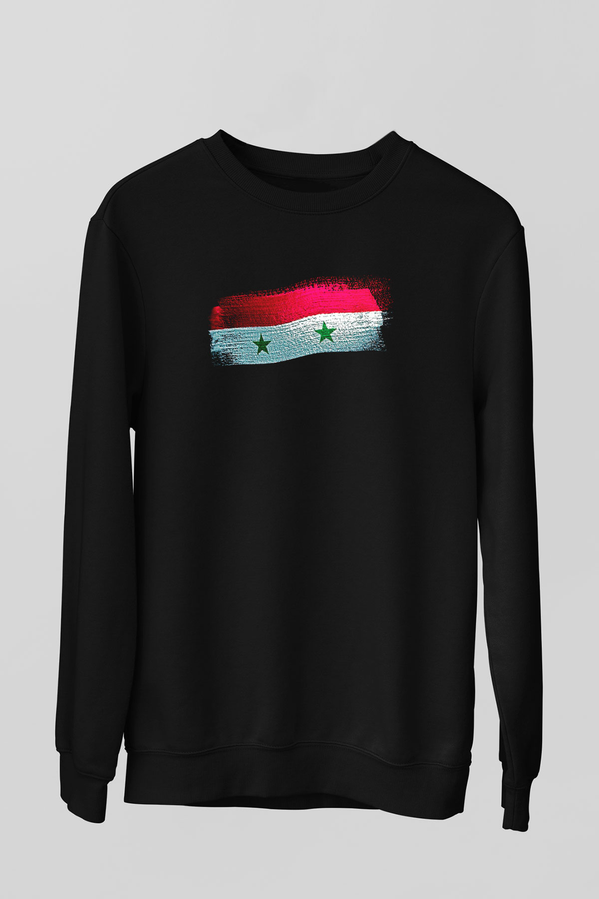 Suriye - Syria Bayrağı Baskılı Unisex Siyah Sweatshirt