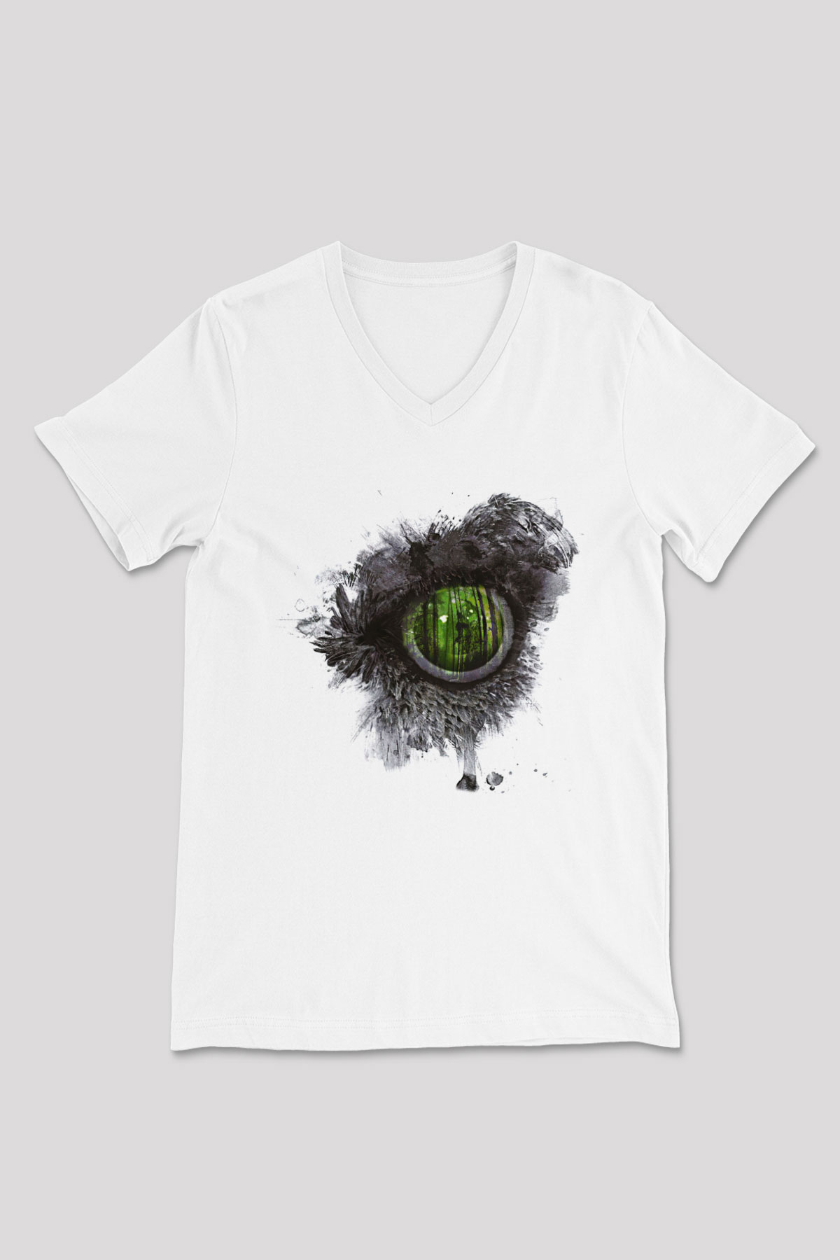 Swallow The Sun Baskılı Beyaz Unisex V Yaka Tişört - Tshirt