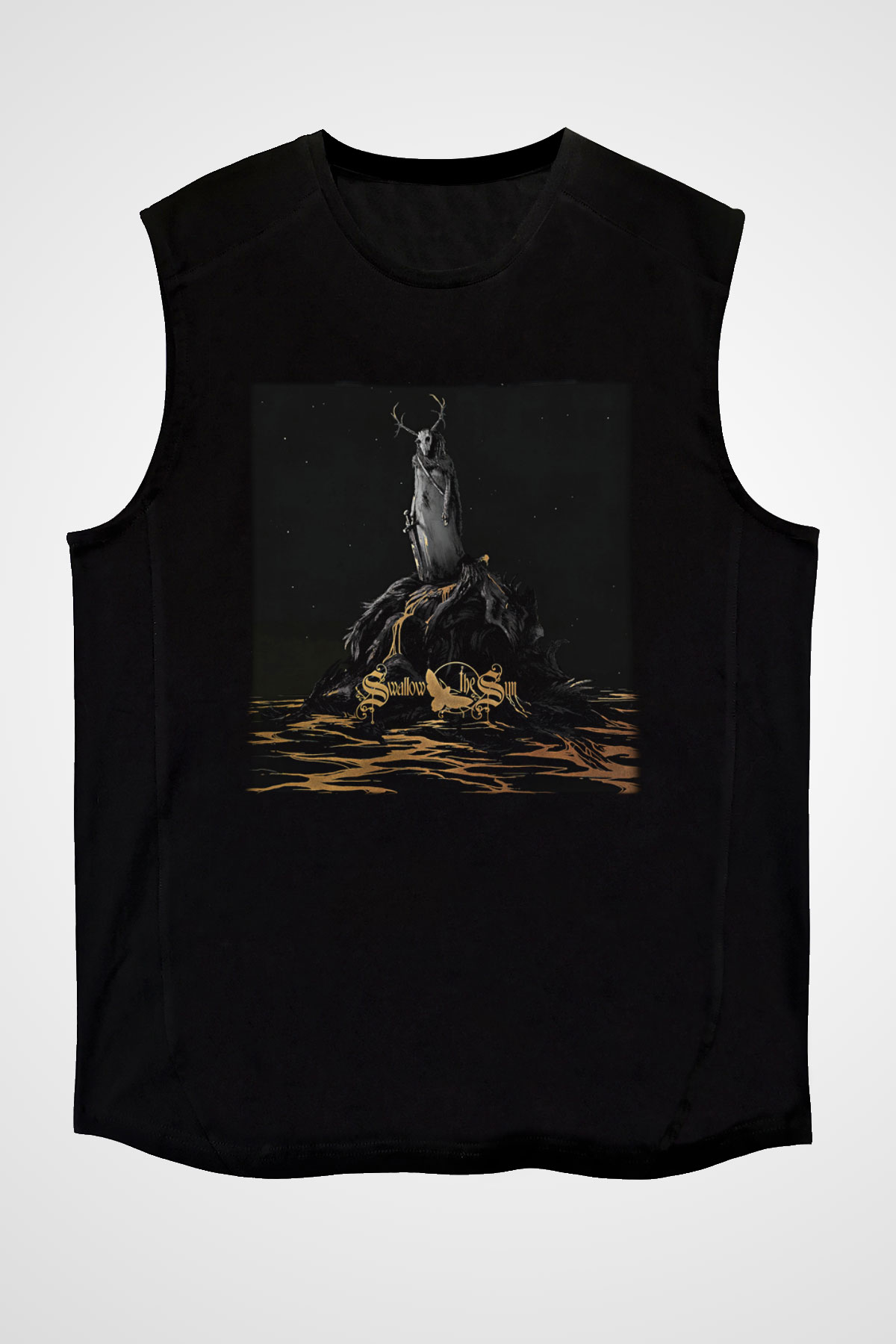 Swallow The Sun Baskılı Unisex Siyah Kolsuz Tişört - Tshirt