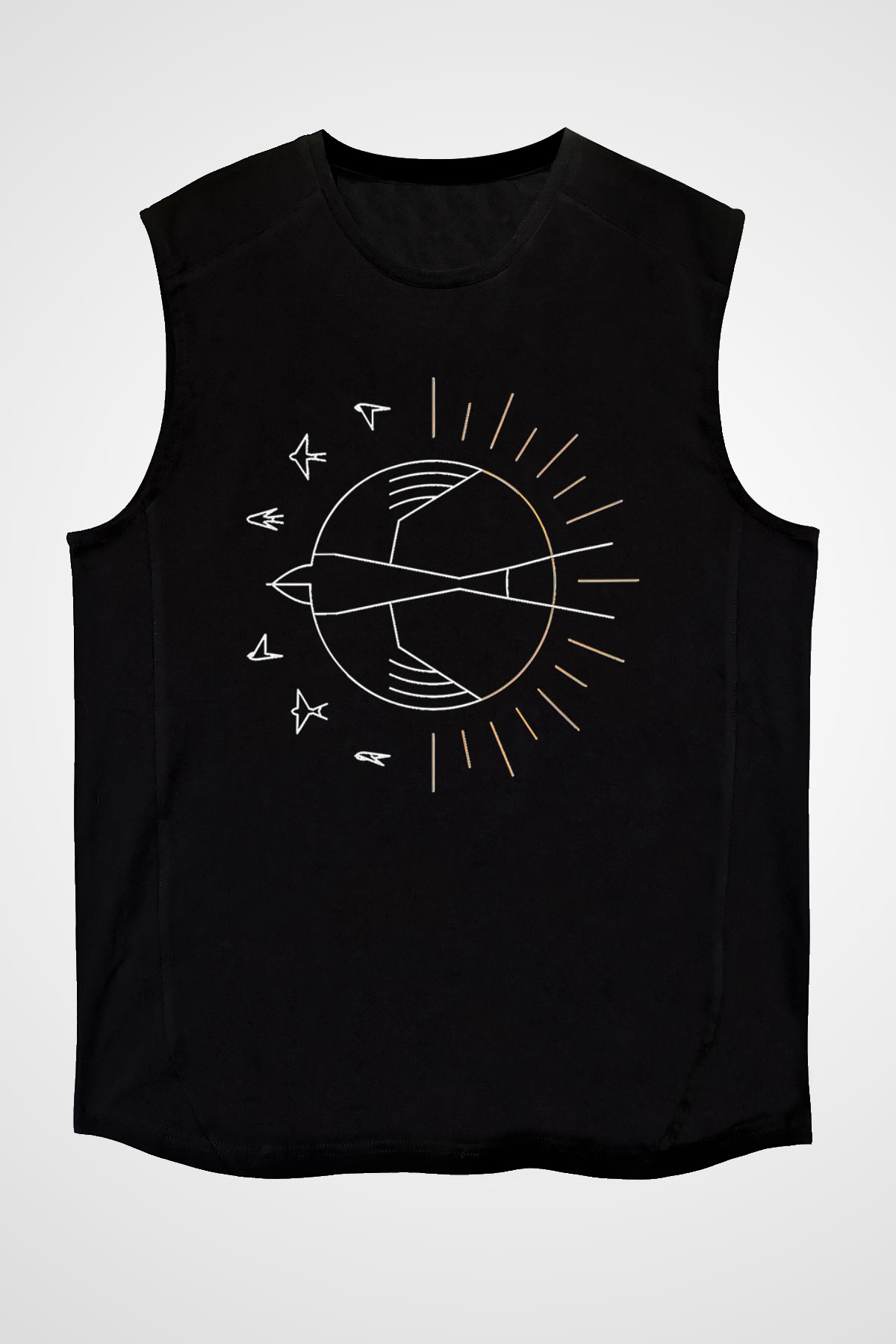 Swallow The Sun Baskılı Unisex Siyah Kolsuz Tişört - Tshirt