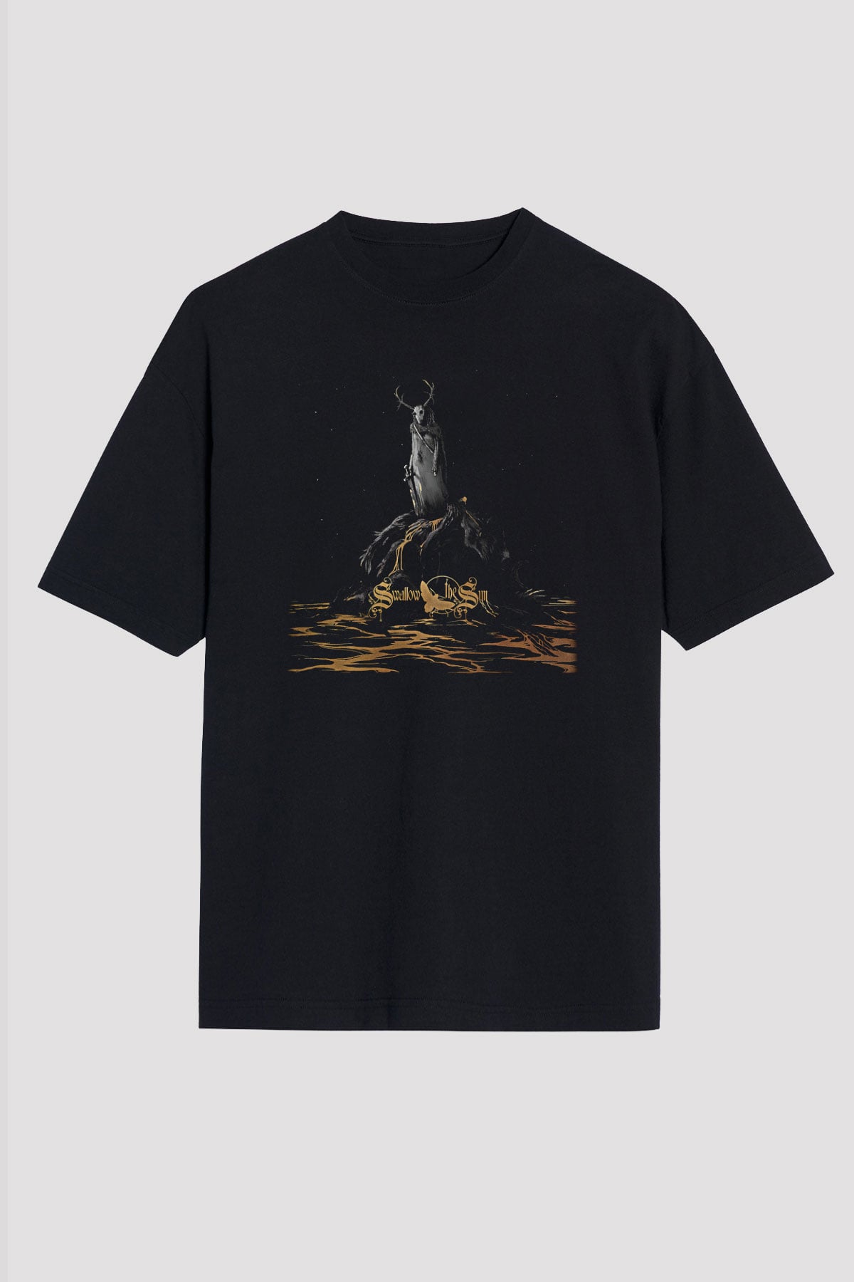 Swallow The Sun Baskılı Unisex Siyah Oversize Tişört - Tshirt