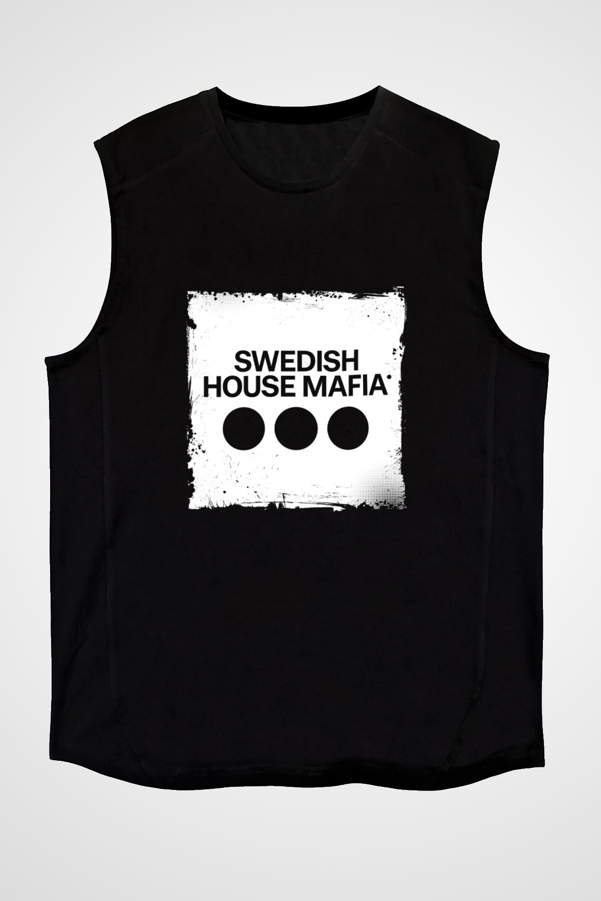 Swedish House Mafia Baskılı Unisex Siyah Kolsuz Tişört