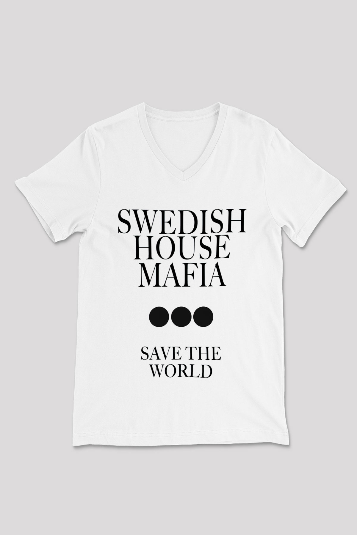 Swedish House Mafia Beyaz Unisex V Yaka Tişört T-Shirt