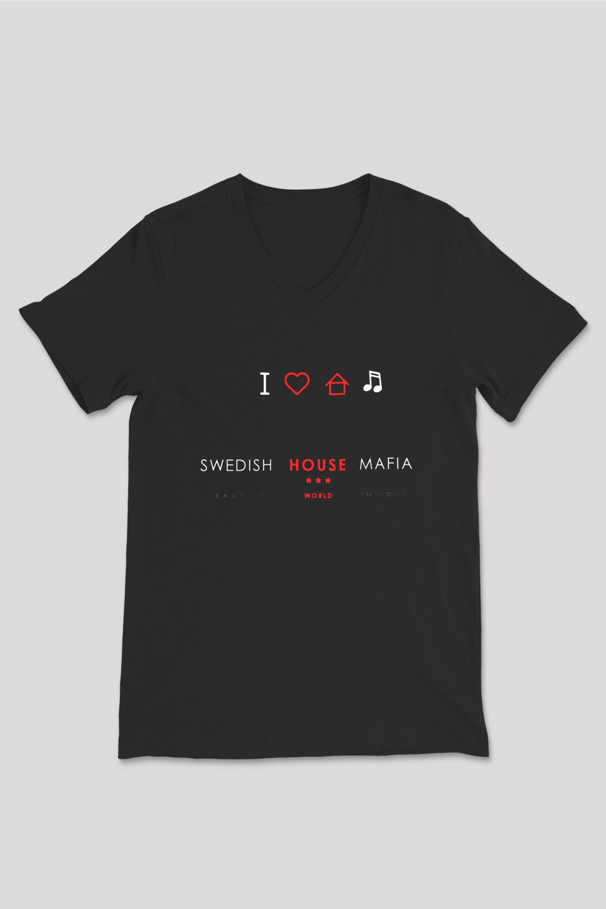 Swedish House Mafia Siyah Unisex V Yaka Tişört T-Shirt