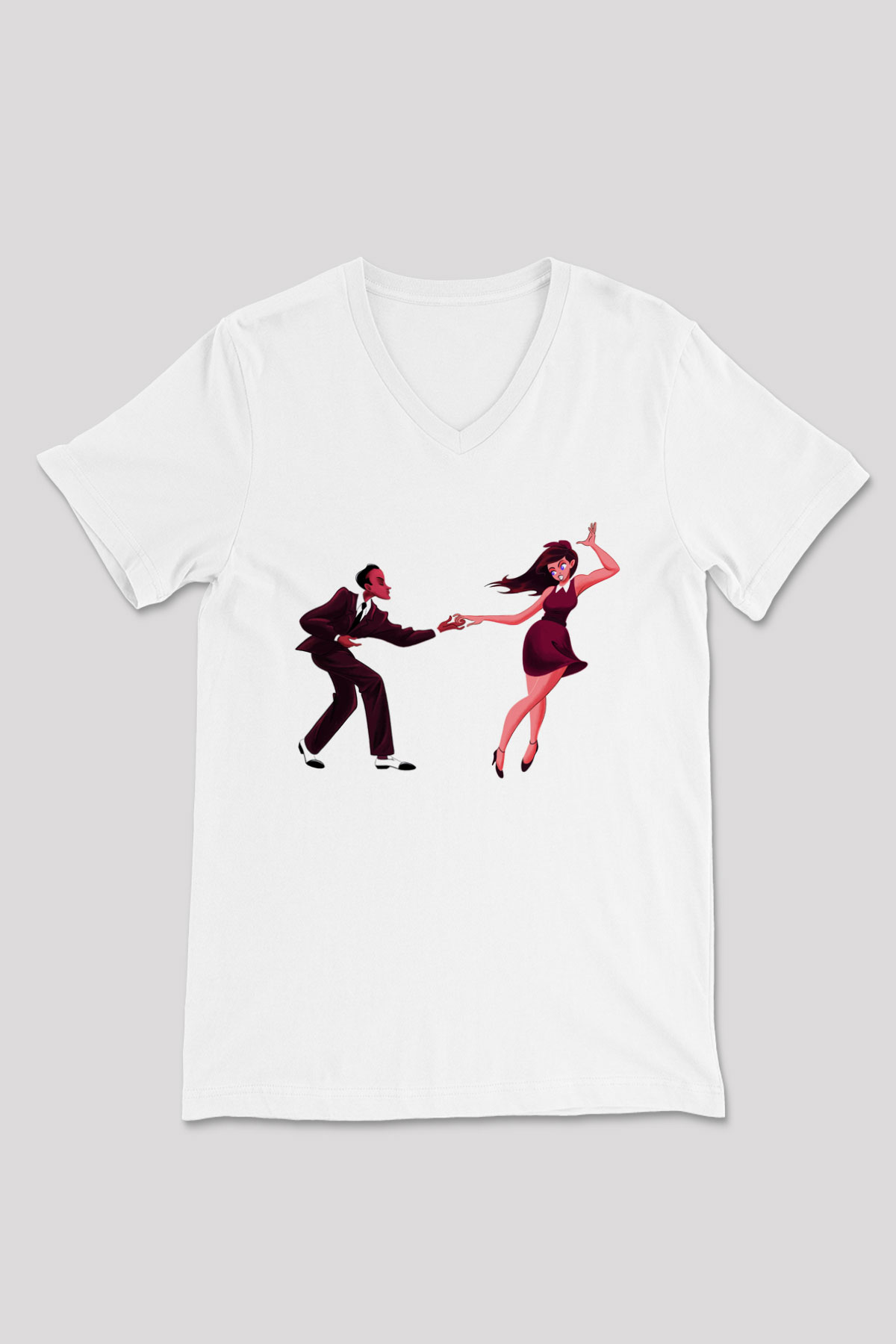 Swing Beyaz Unisex V Yaka Tişört T-Shirt