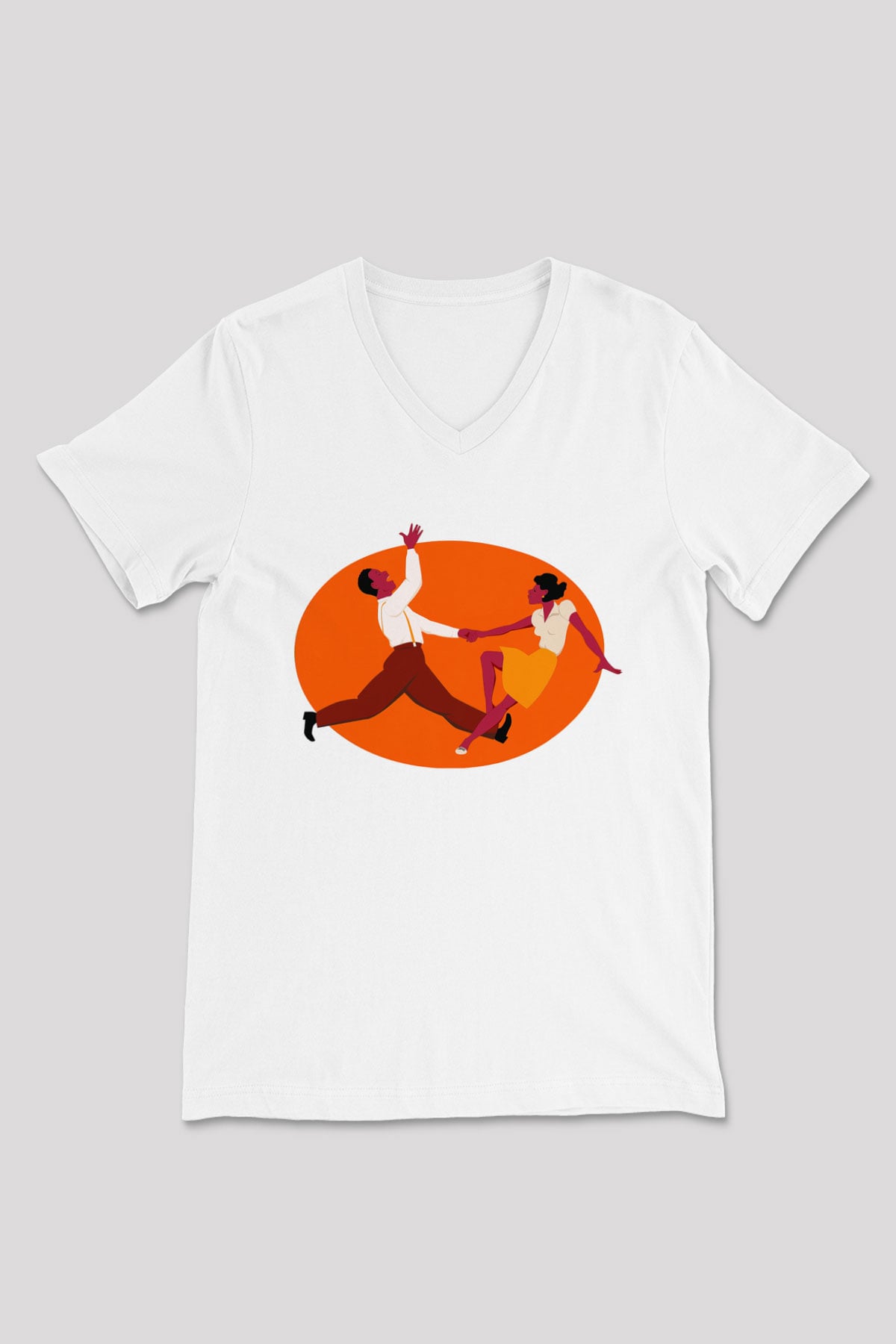 Swing Beyaz Unisex V Yaka Tişört T-Shirt