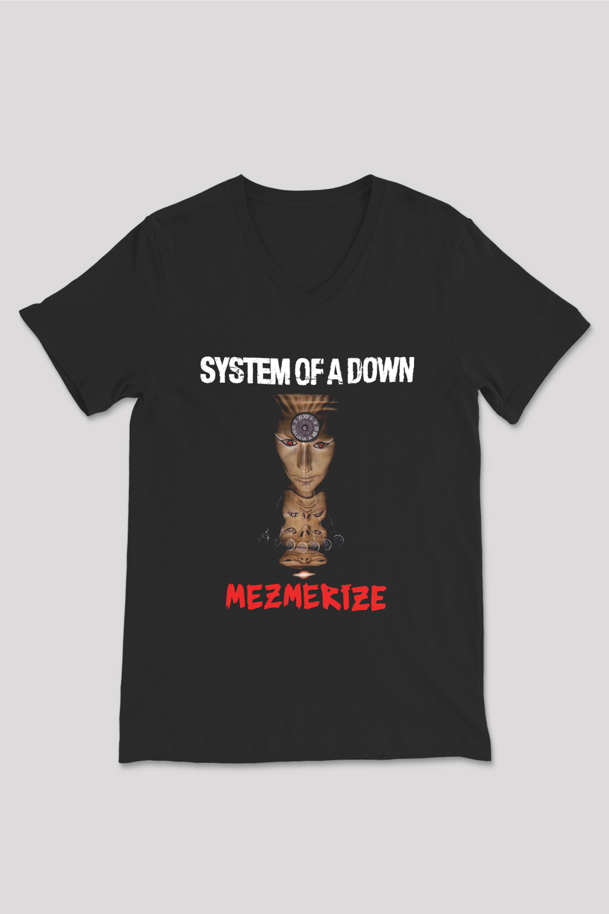 System of a Down Siyah Unisex V Yaka Tişört T-Shirt