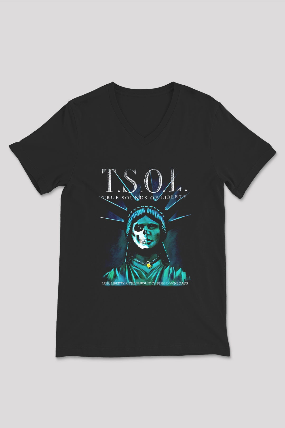 T.S.O.L. Siyah Unisex V Yaka Tişört T-Shirt