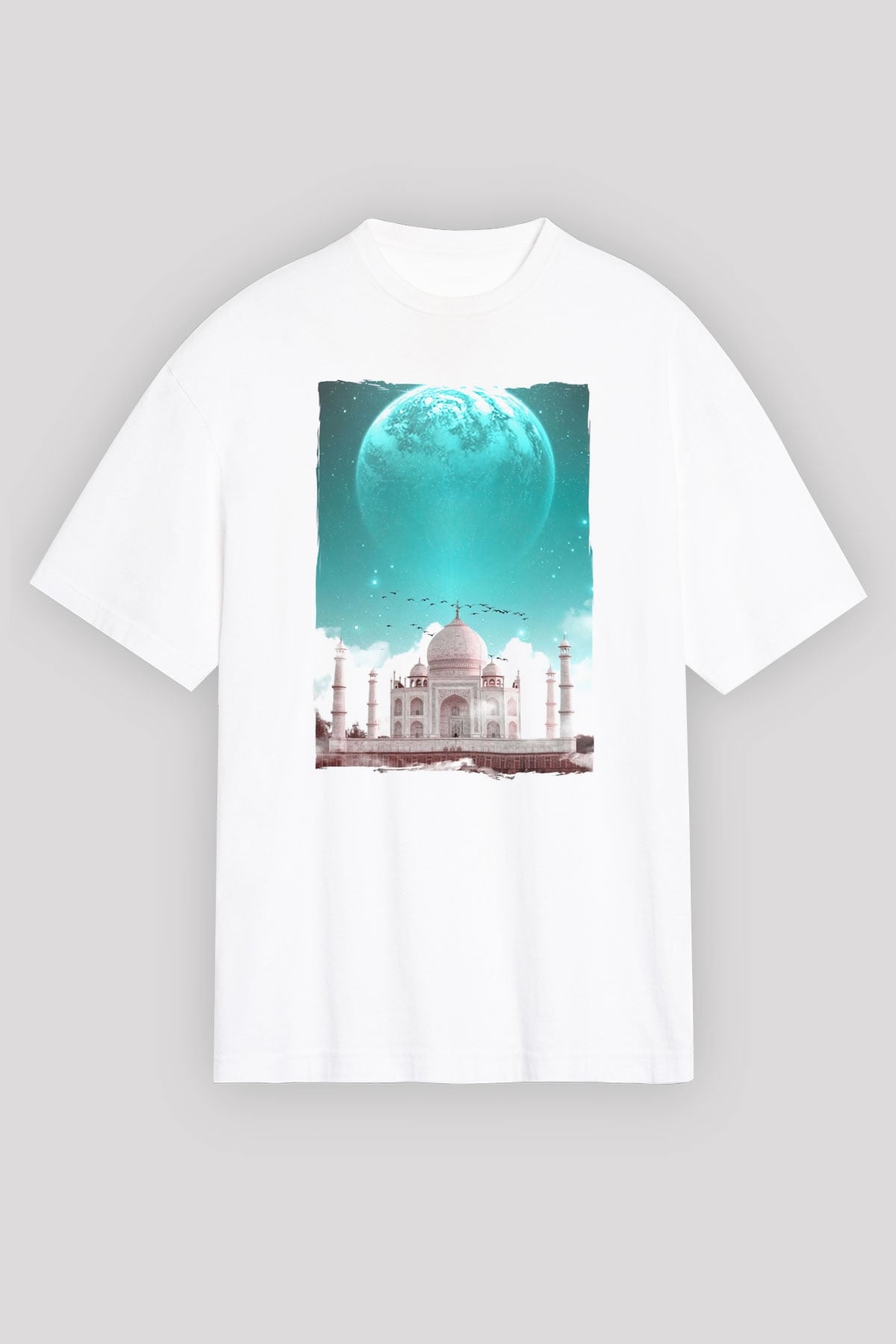 Tac Mahal Beyaz Unisex Tişört T-Shirt - TişörtFabrikası