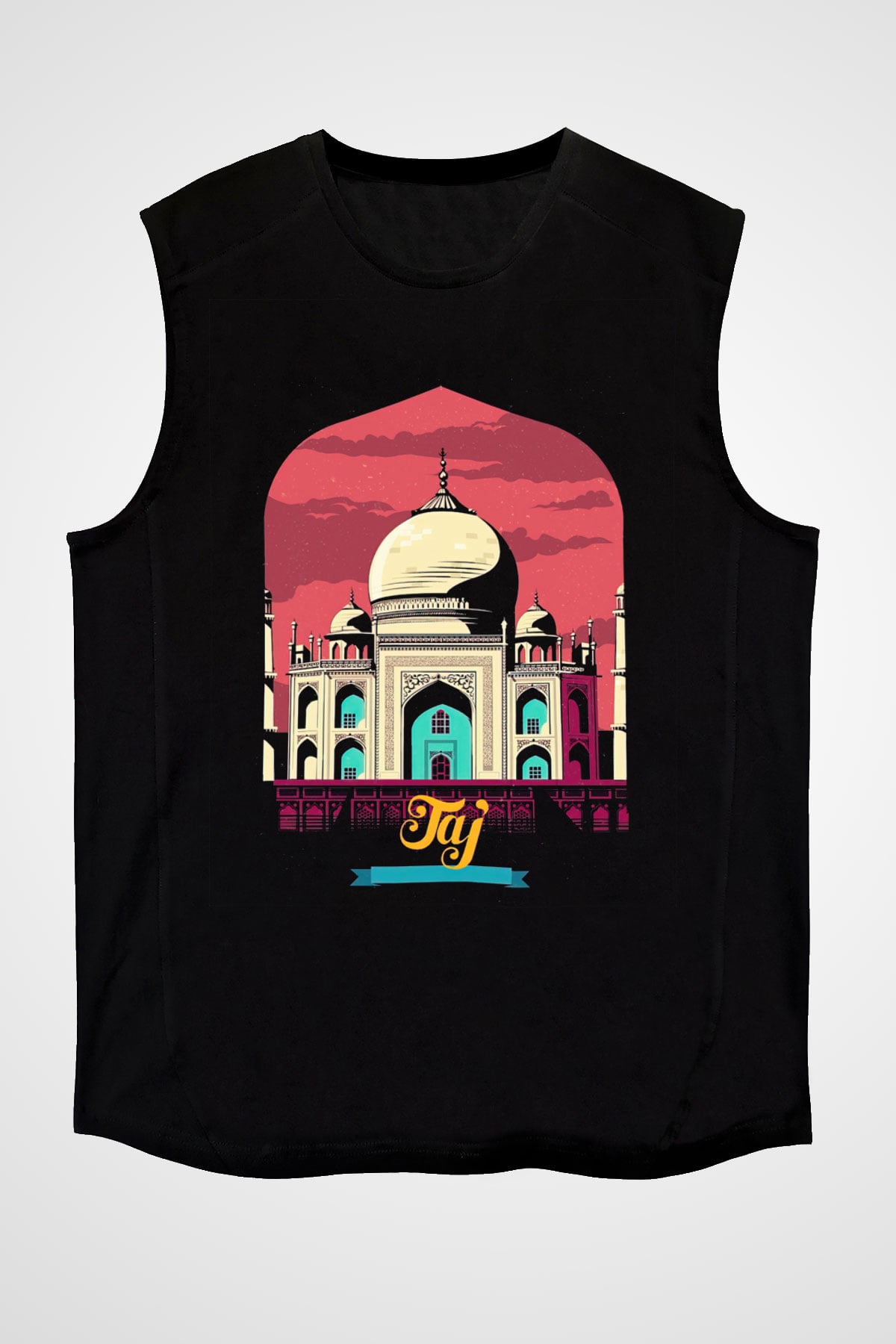 Tac Mahal Siyah Unisex Kolsuz Tişört