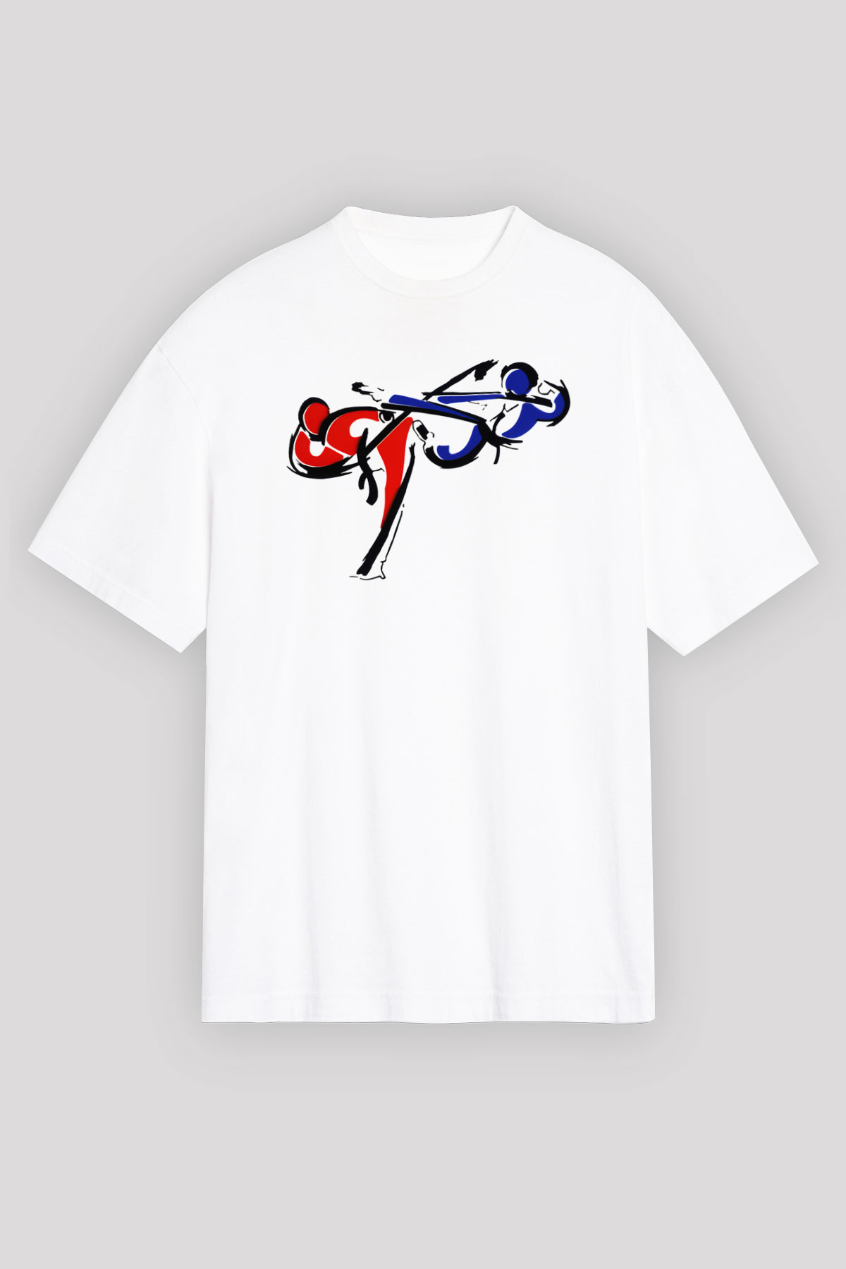 Taekwondo Beyaz Unisex Oversize Tişört T-Shirt