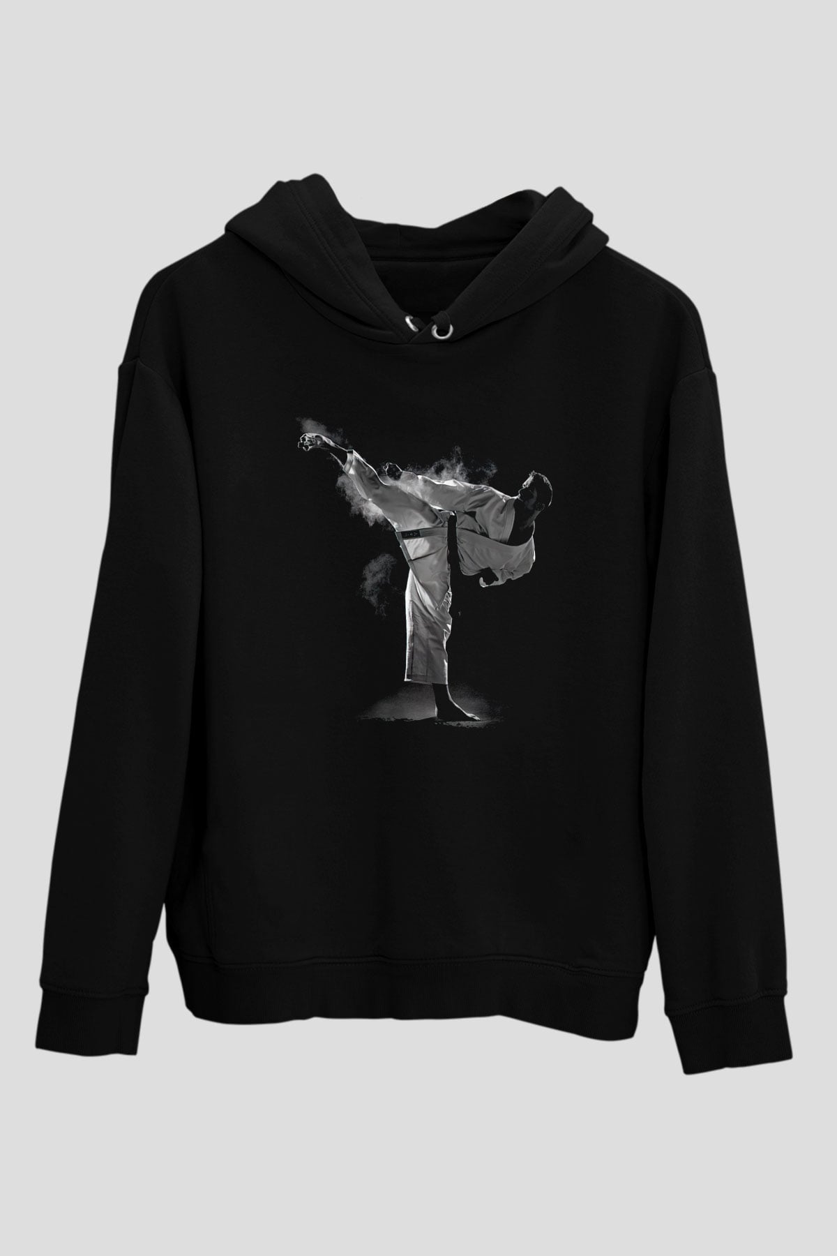 Taekwondo Siyah Unisex Kapüşonlu Sweatshirt