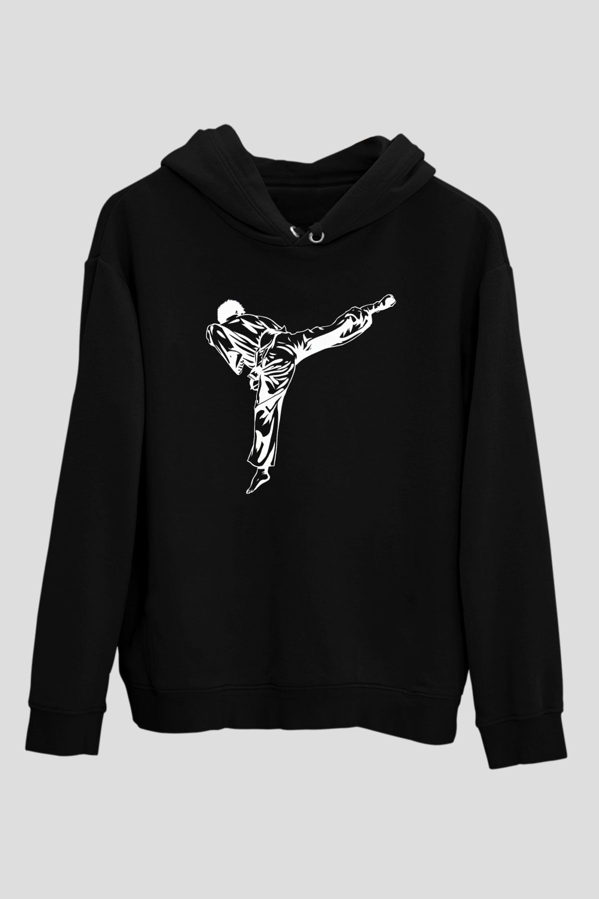 Taekwondo Siyah Unisex Kapüşonlu Sweatshirt
