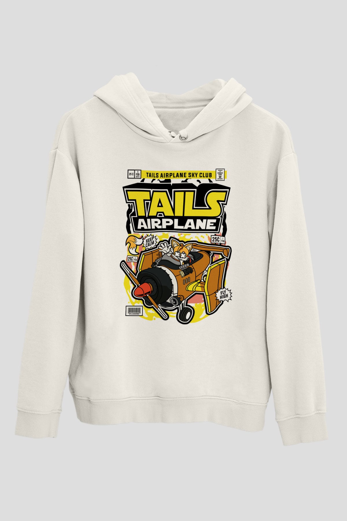 Tails Airplane  Baskılı Unisex Beyaz Hoodie