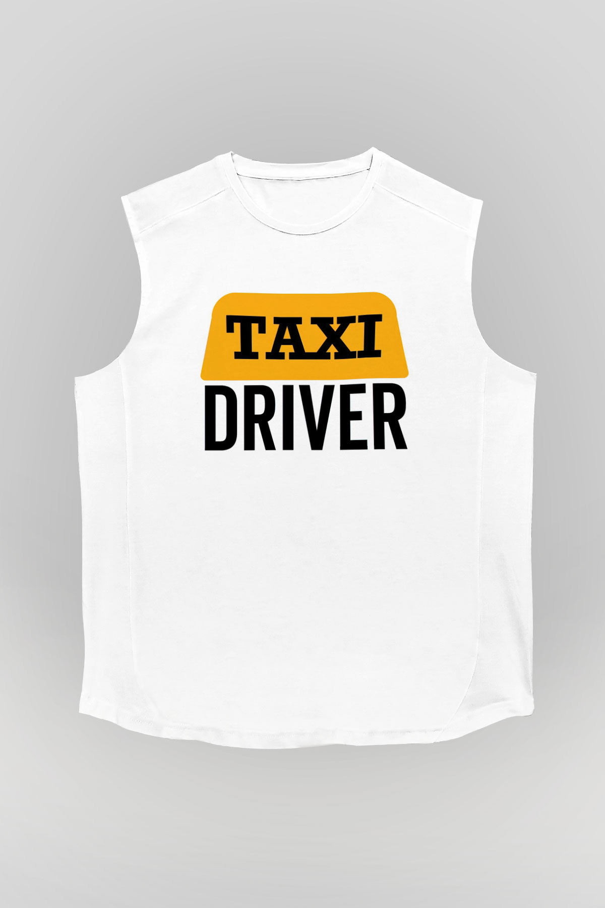 Taksici Beyaz Unisex Kolsuz Tişört