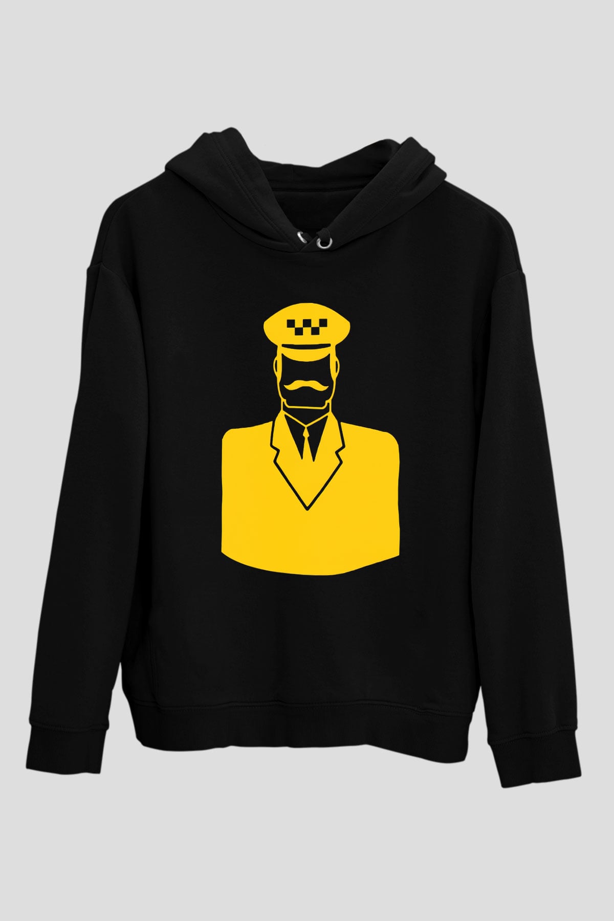 Taksici Siyah Unisex Kapşonlu Sweatshirt