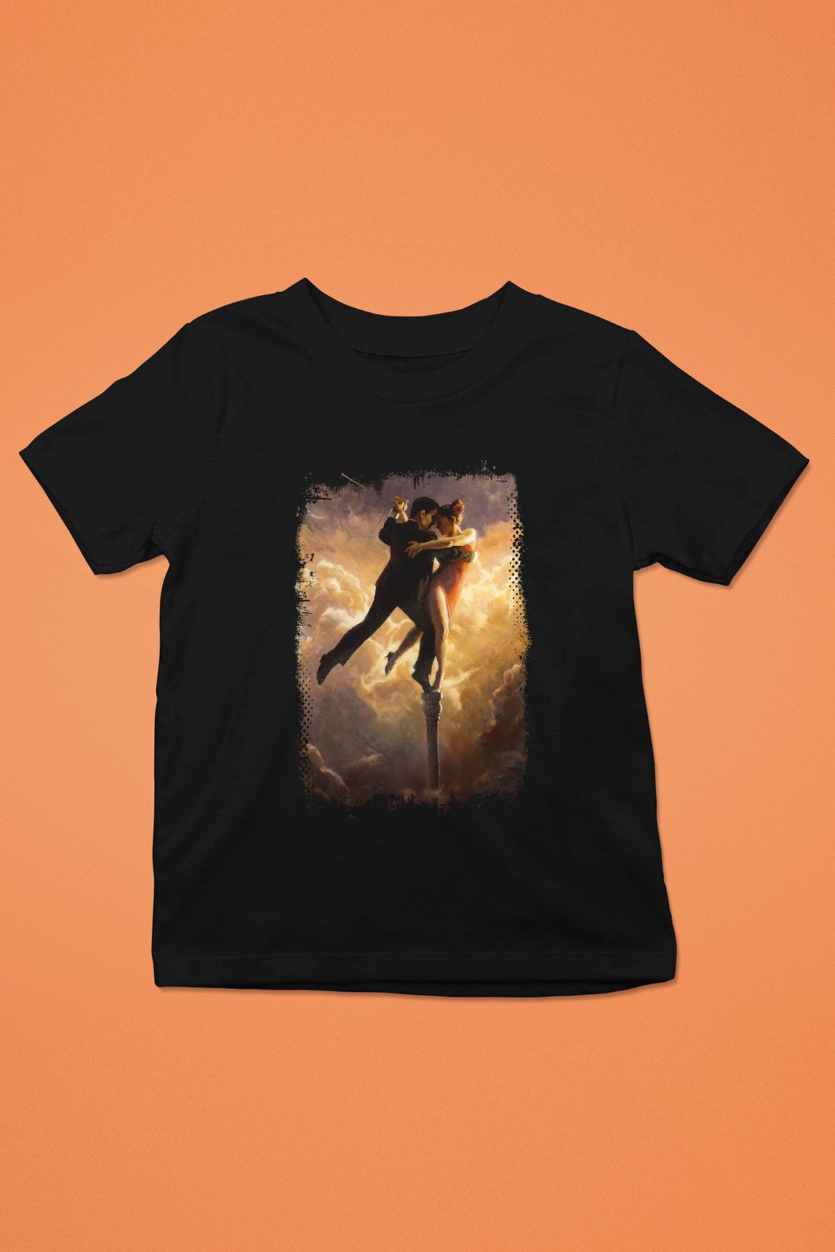 Tango Baskılı Siyah Unisex Çocuk Tişört