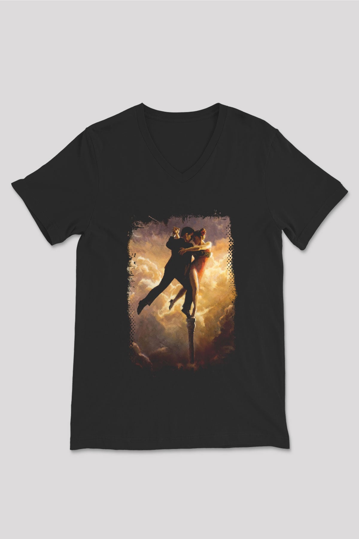Tango Siyah Unisex V Yaka Tişört T-Shirt