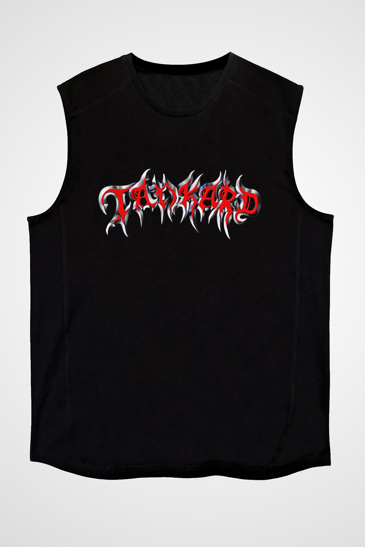 Tankard Baskılı Unisex Siyah Kolsuz Tişört - Tshirt
