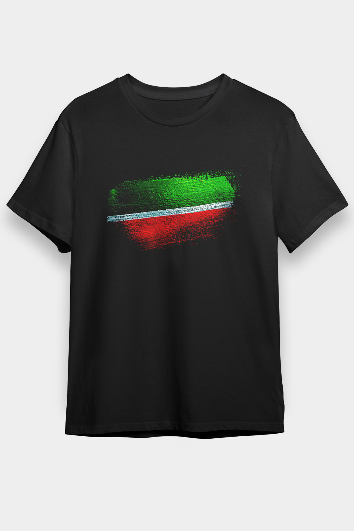 Tataristan - Tatarstan Bayrağı Baskılı Unisex Siyah Tişört