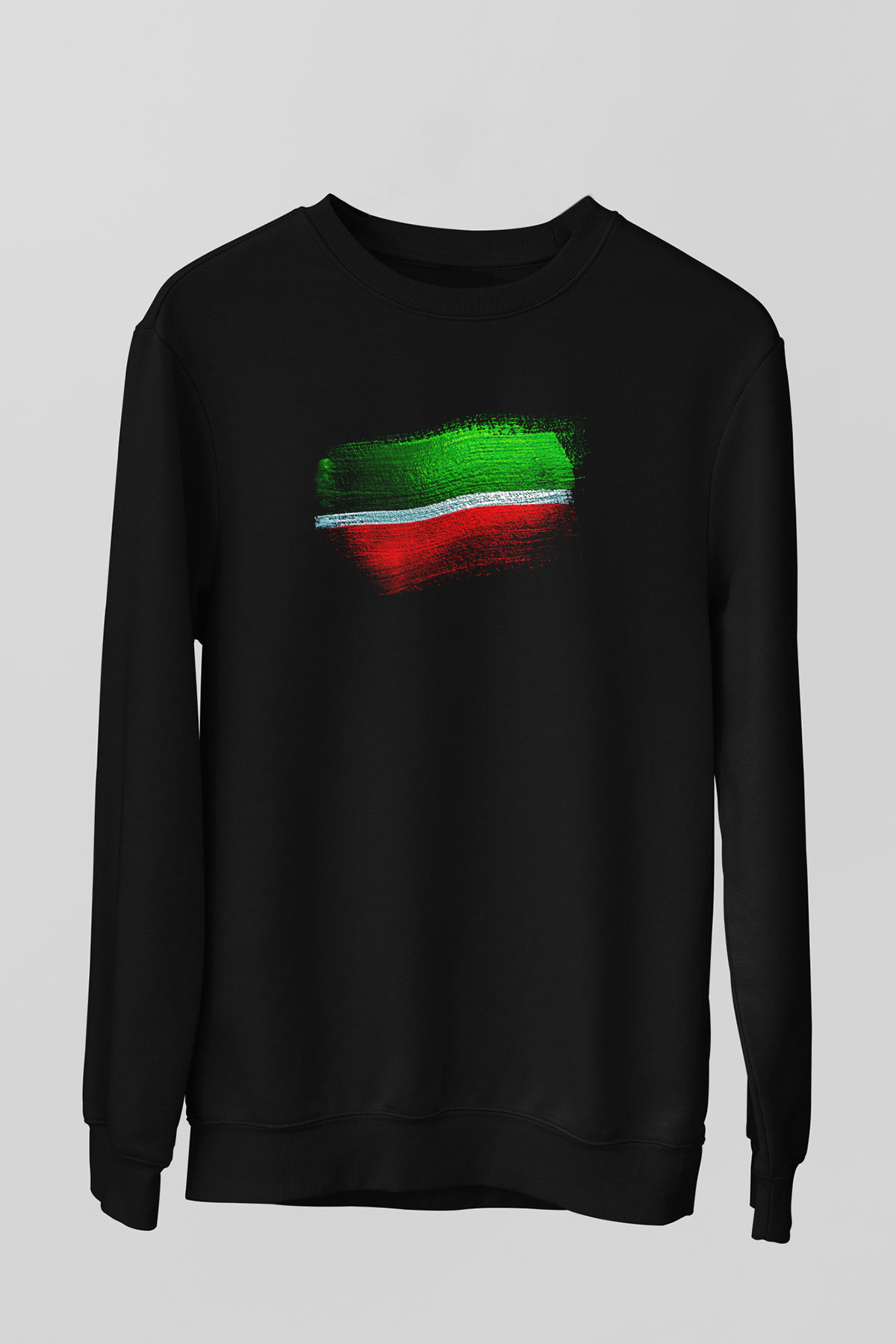 Tataristan - Tatarstan Bayrağı Baskılı Unisex Siyah Sweatshirt