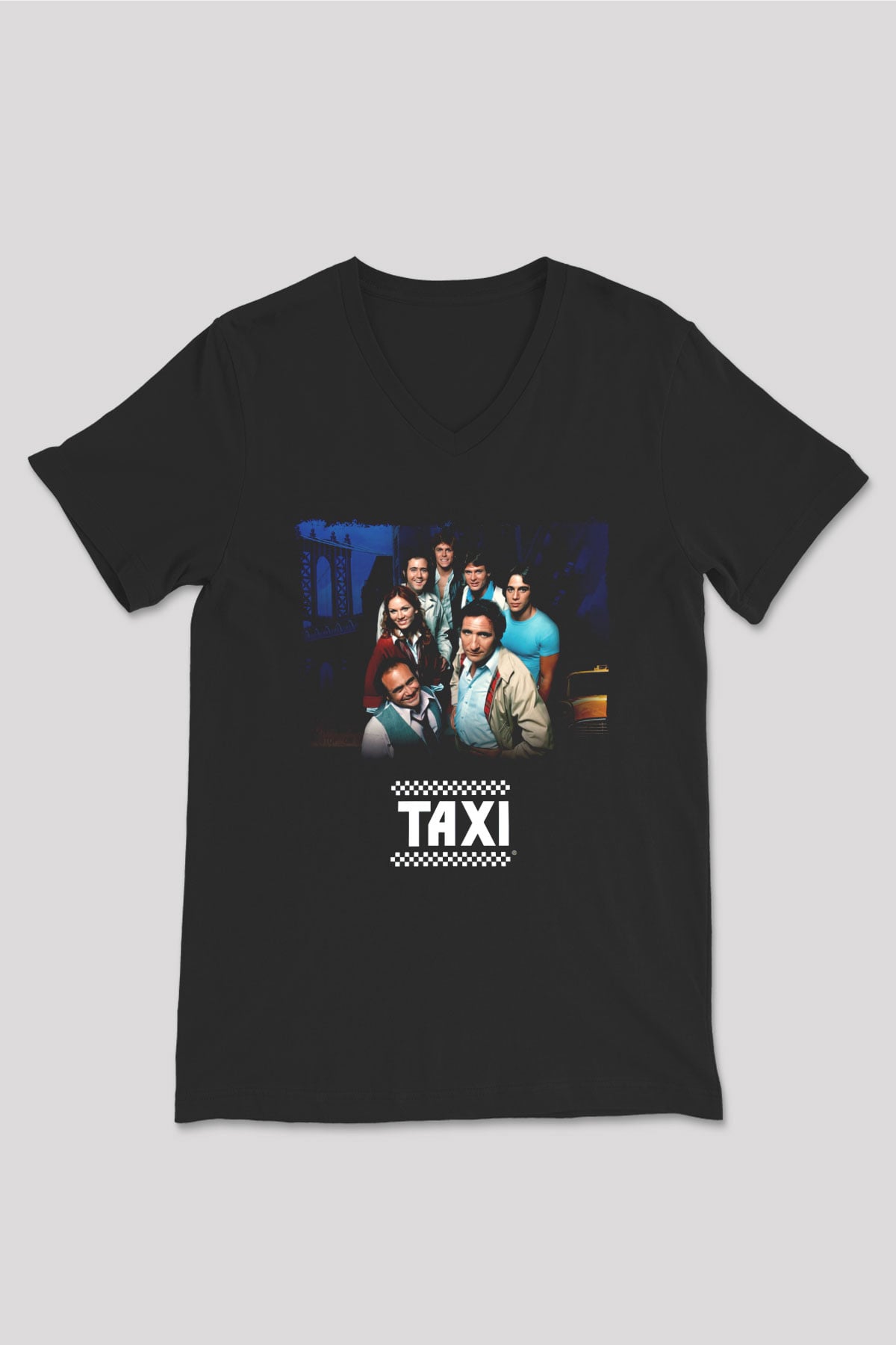 Taxi Siyah Unisex  V Yaka Tişört