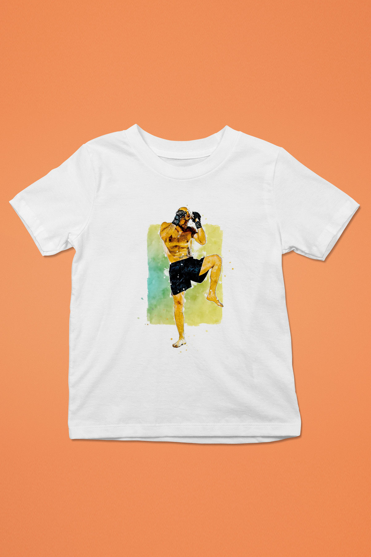 Tayland Boksu Baskılı Unisex Beyaz  Çocuk Tişört