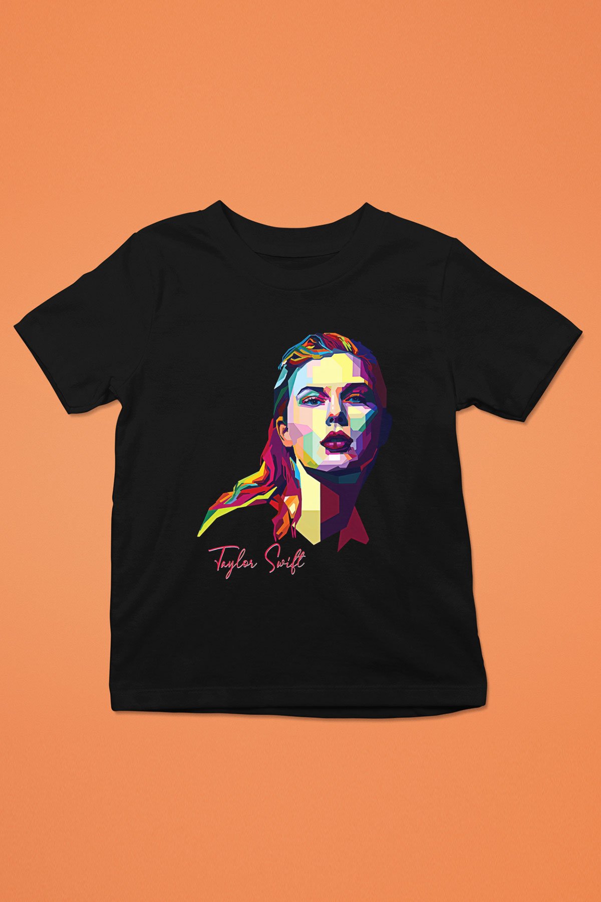 Taylor Swift Baskılı Baskılı Unisex Siyah Çocuk Tişört - Tshirt