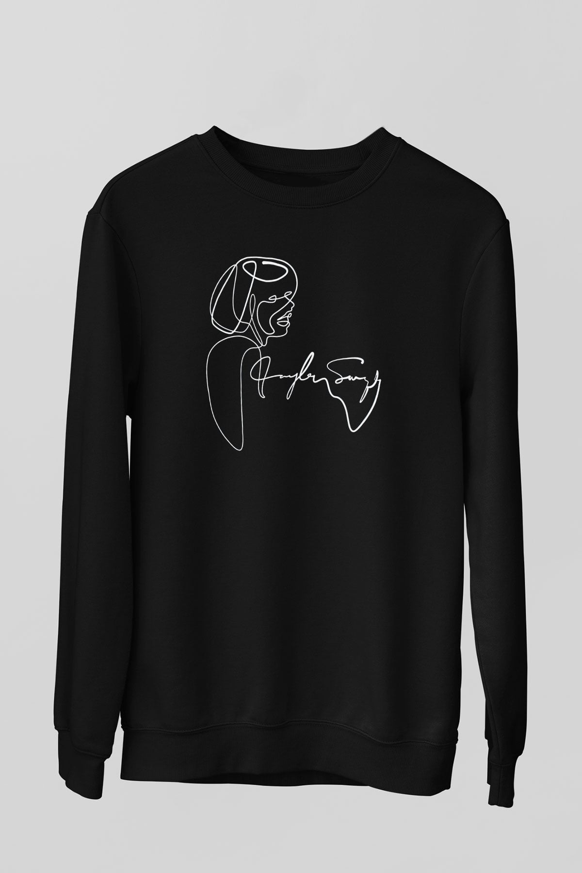 Taylor Swift Baskılı Baskılı Unisex Siyah Sweatshirt