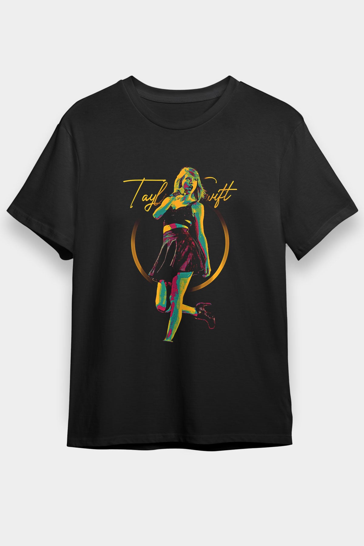 Taylor Swift Baskılı Baskılı Unisex Siyah Tişört - Tshirt