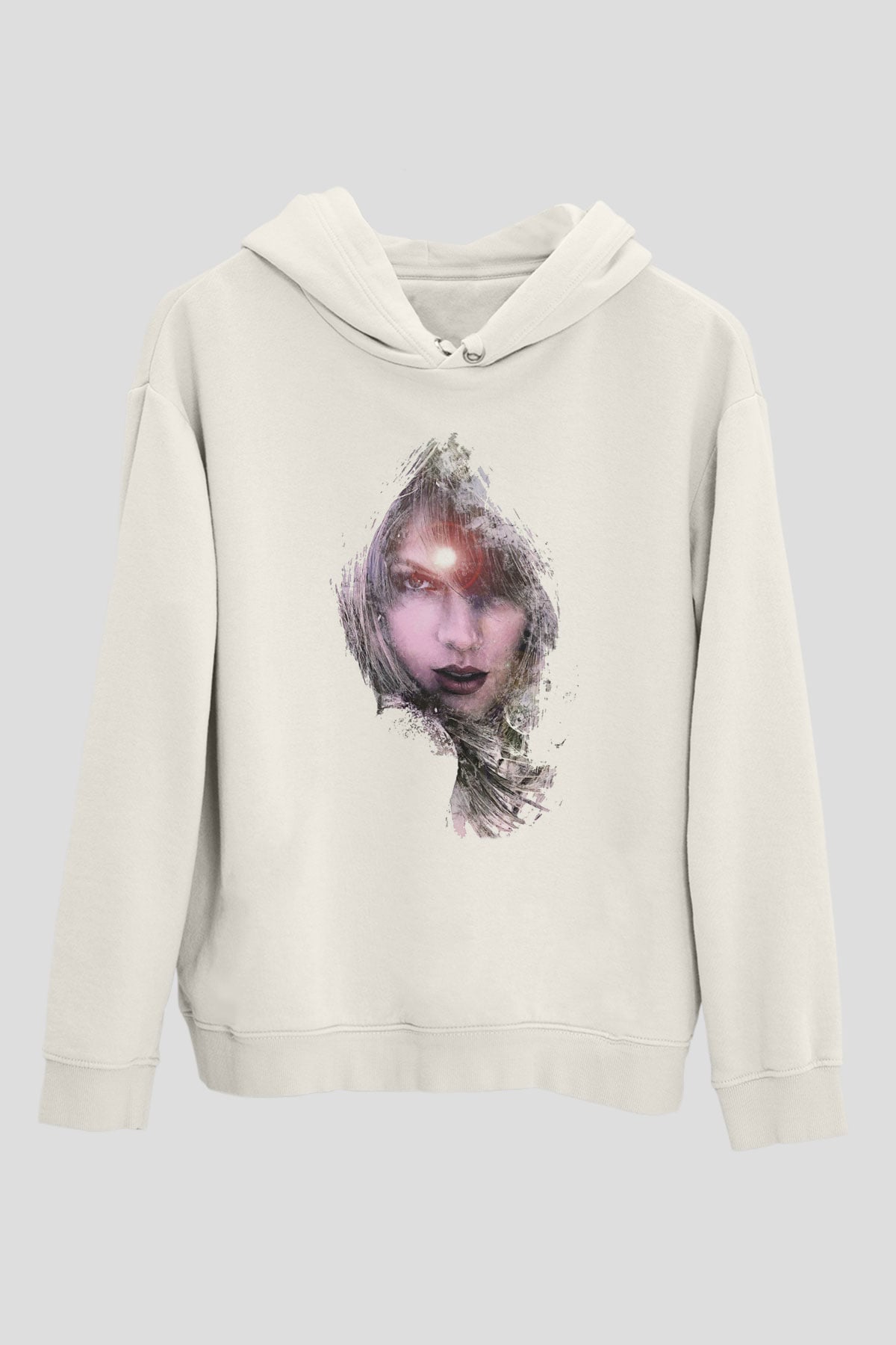 Taylor Swift Baskılı Beyaz Unisex Kapüşonlu Sweatshirt