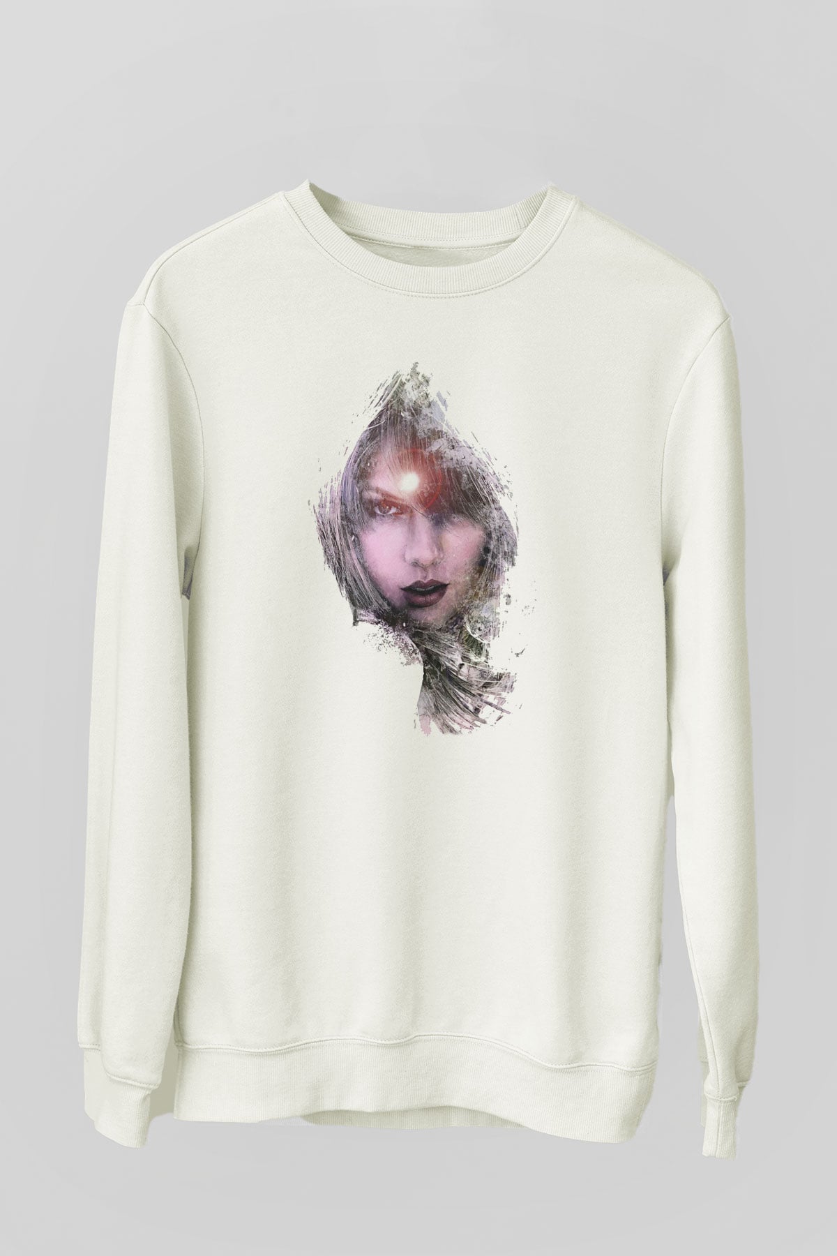 Taylor Swift Baskılı Beyaz Unisex Sweatshirt