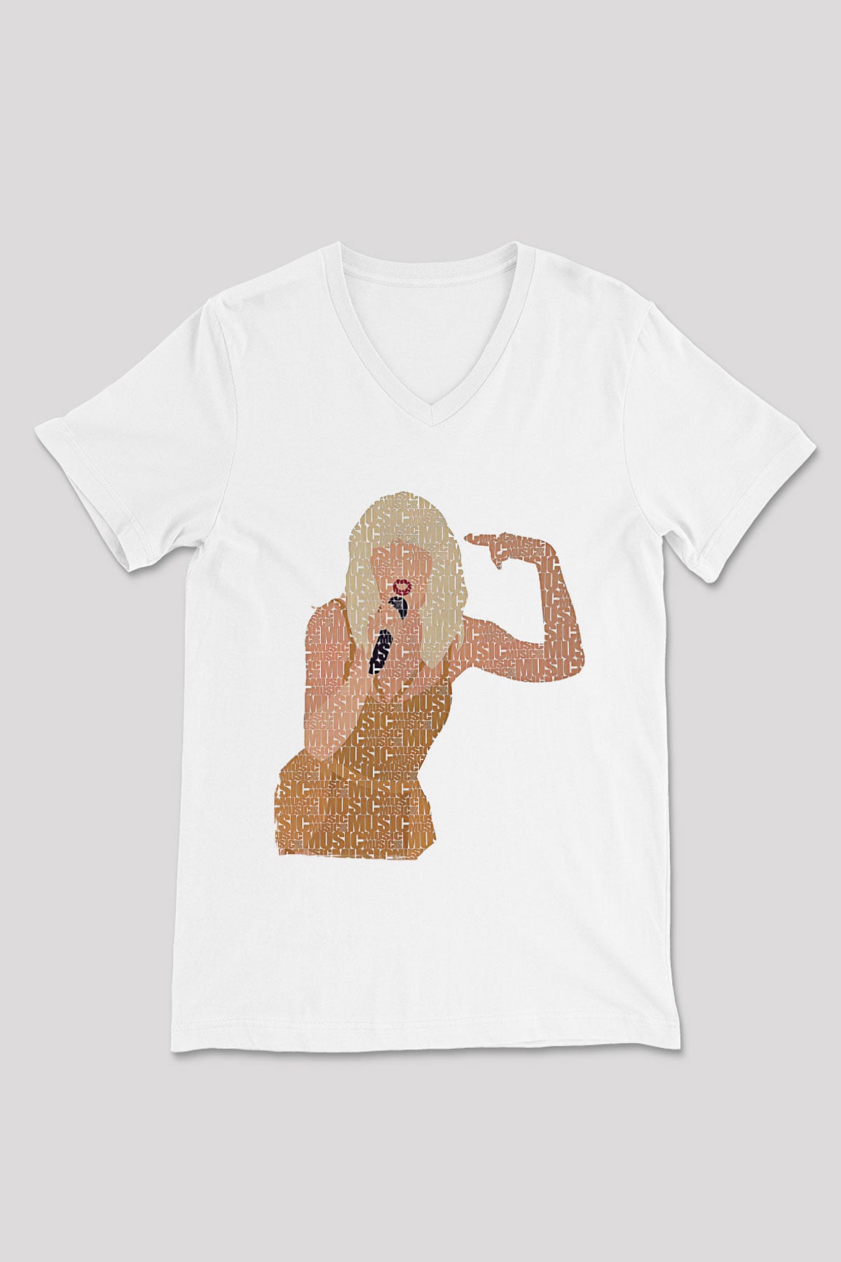 Taylor Swift Baskılı Beyaz Unisex V Yaka Tişört - Tshirt