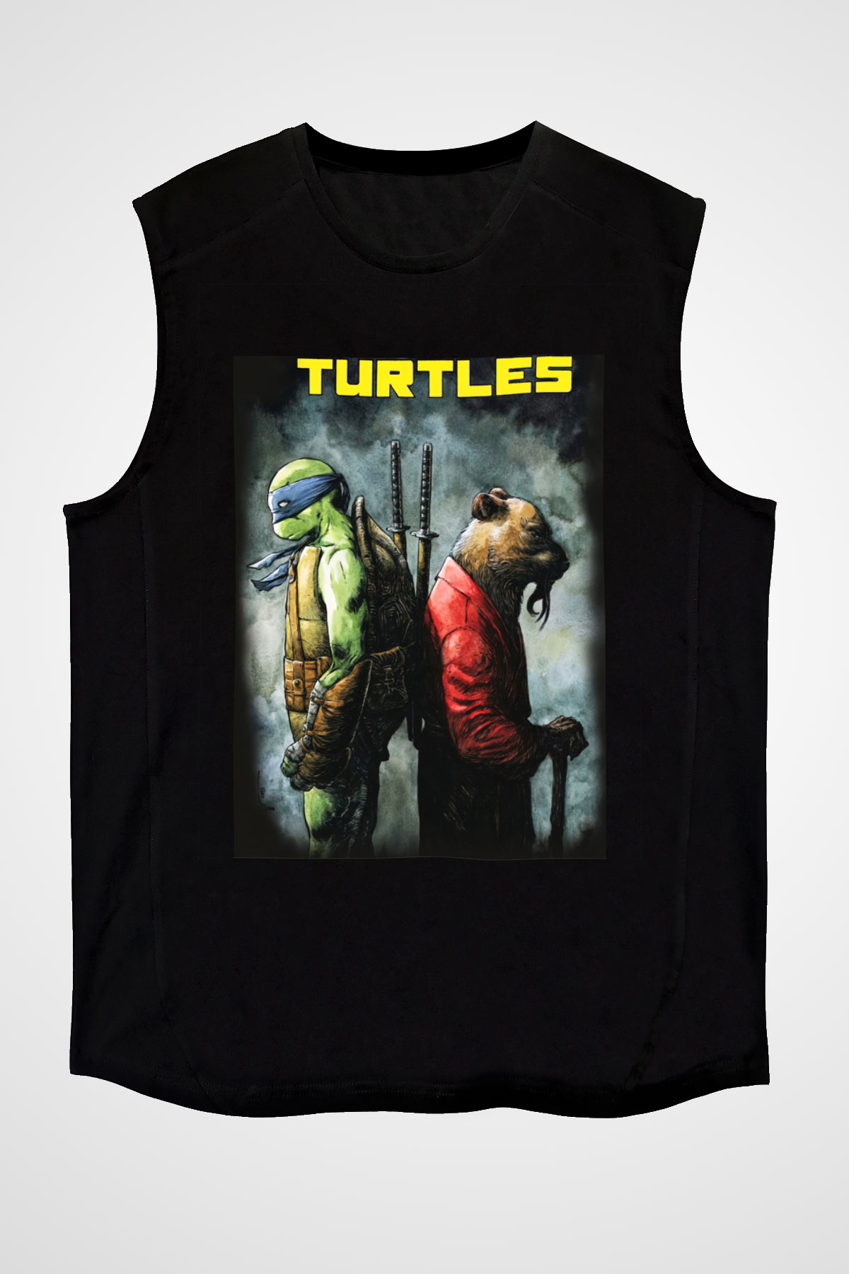Teenage Mutant Ninja Turtles Ninja Kaplumbağalar Siyah Unisex Kolsuz Tişört