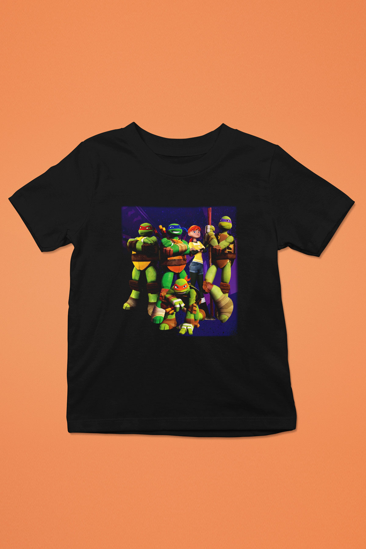 Teenage Mutant Ninja Turtles Ninja Kaplumbağalar Baskılı Siyah Unisex Çocuk Tişört