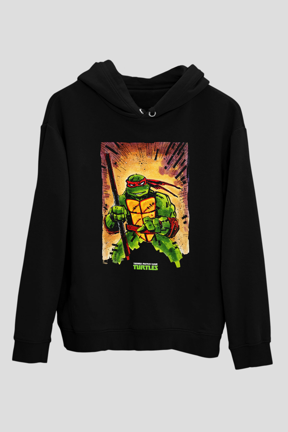 Teenage Mutant Ninja Turtles Ninja Kaplumbağalar Siyah Unisex Kapüşonlu Sweatshirt