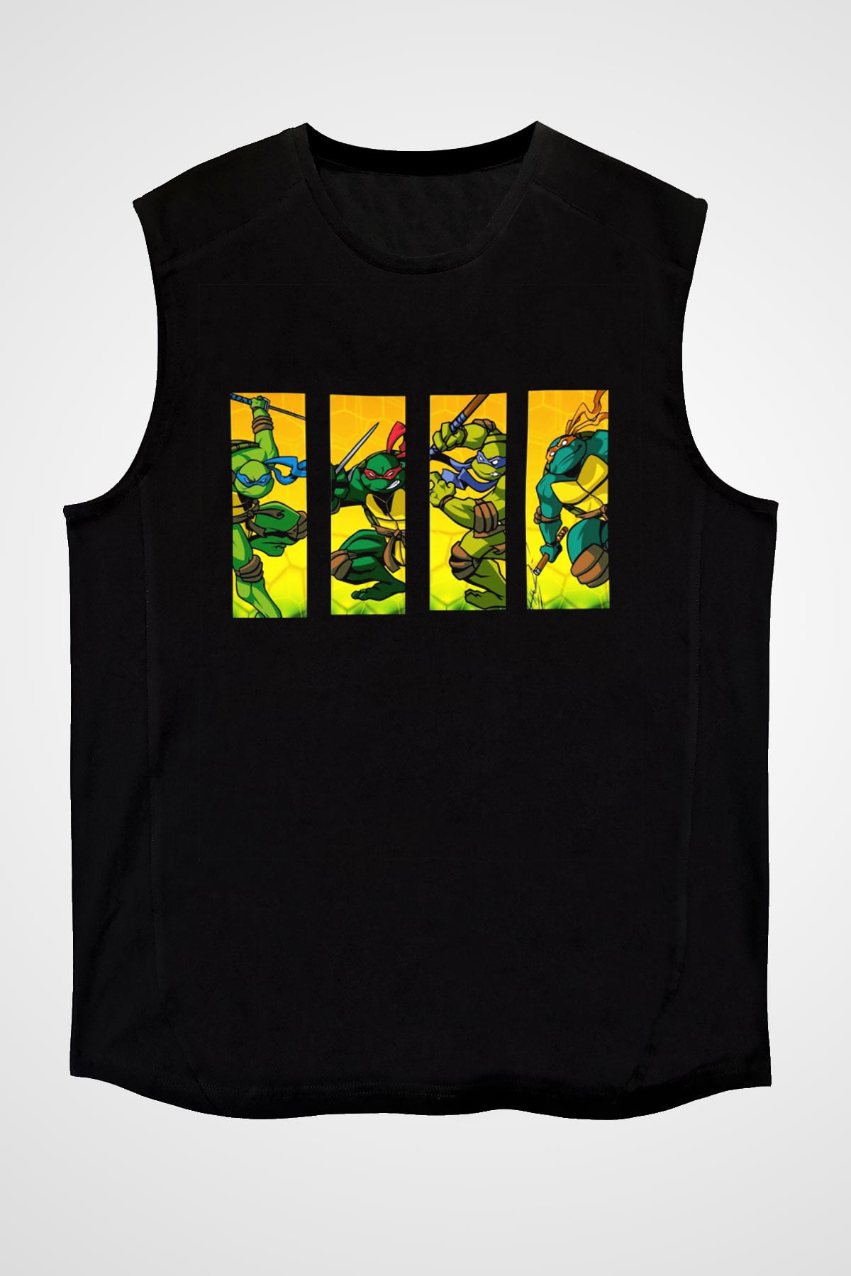 Teenage Mutant Ninja Turtles Ninja Kaplumbağalar Siyah Unisex Kolsuz Tişört