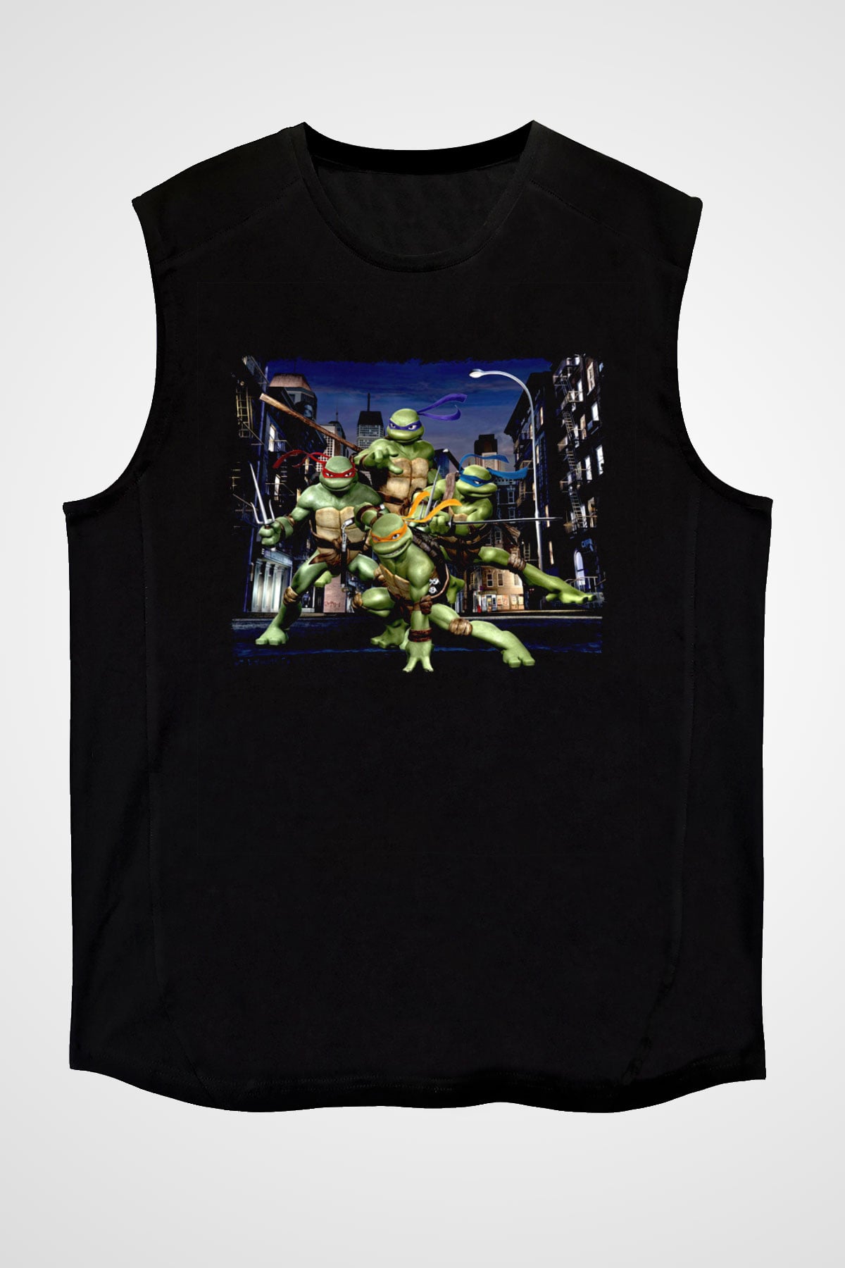 Teenage Mutant Ninja Turtles Ninja Kaplumbağalar Siyah Unisex  Kolsuz Tişört