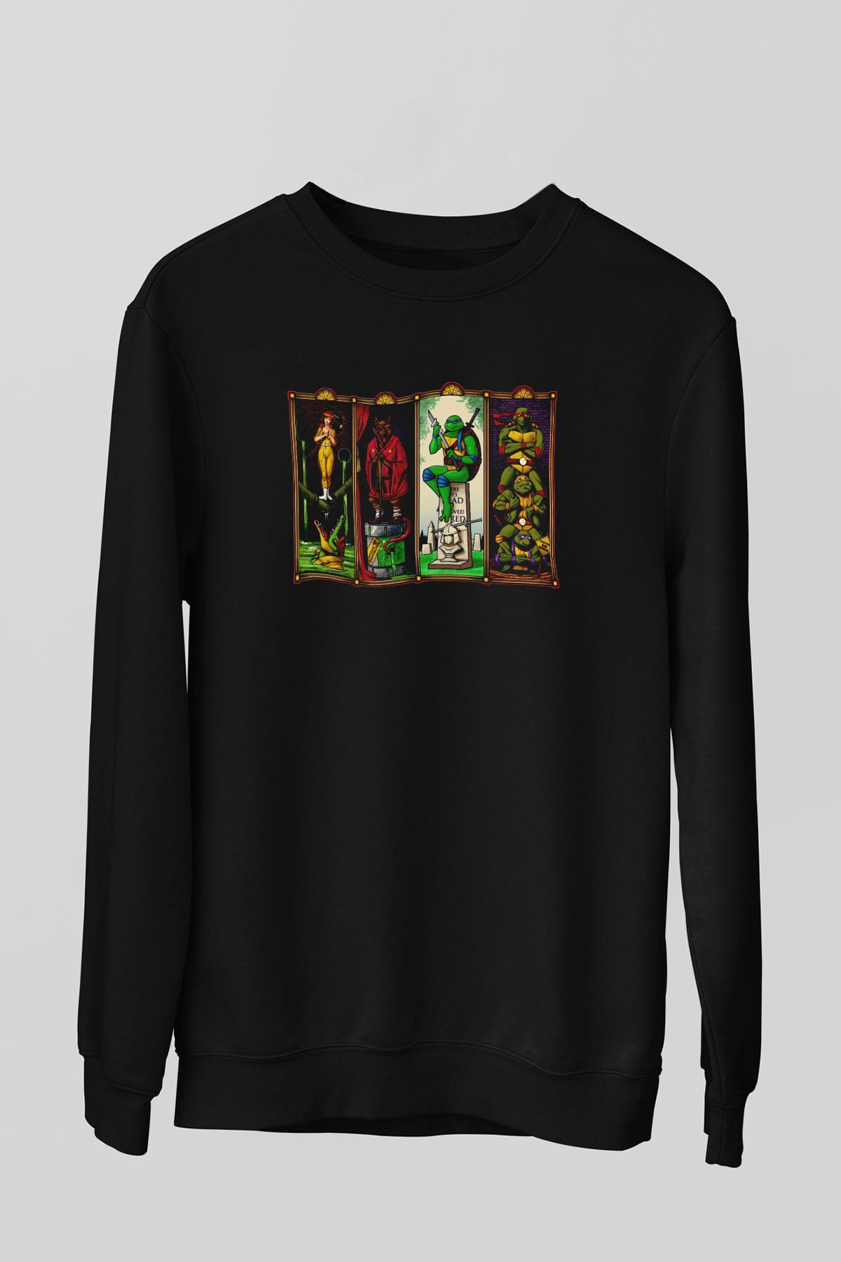 Teenage Mutant Ninja Turtles Ninja Kaplumbağalar Siyah Unisex  Sweatshirt