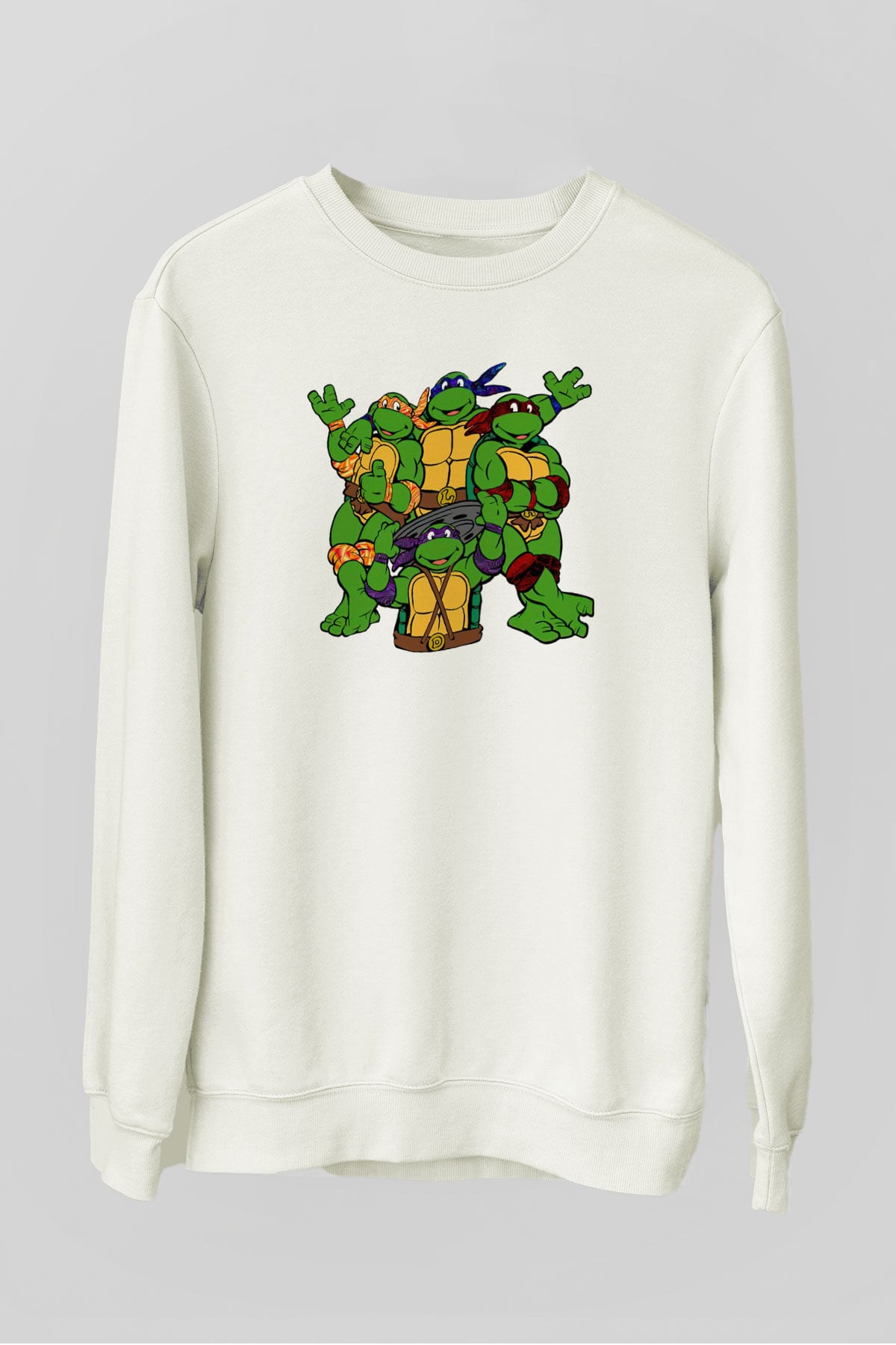 Teenage Mutant Ninja Turtles Ninja Kaplumbağalar Beyaz Unisex  Sweatshirt