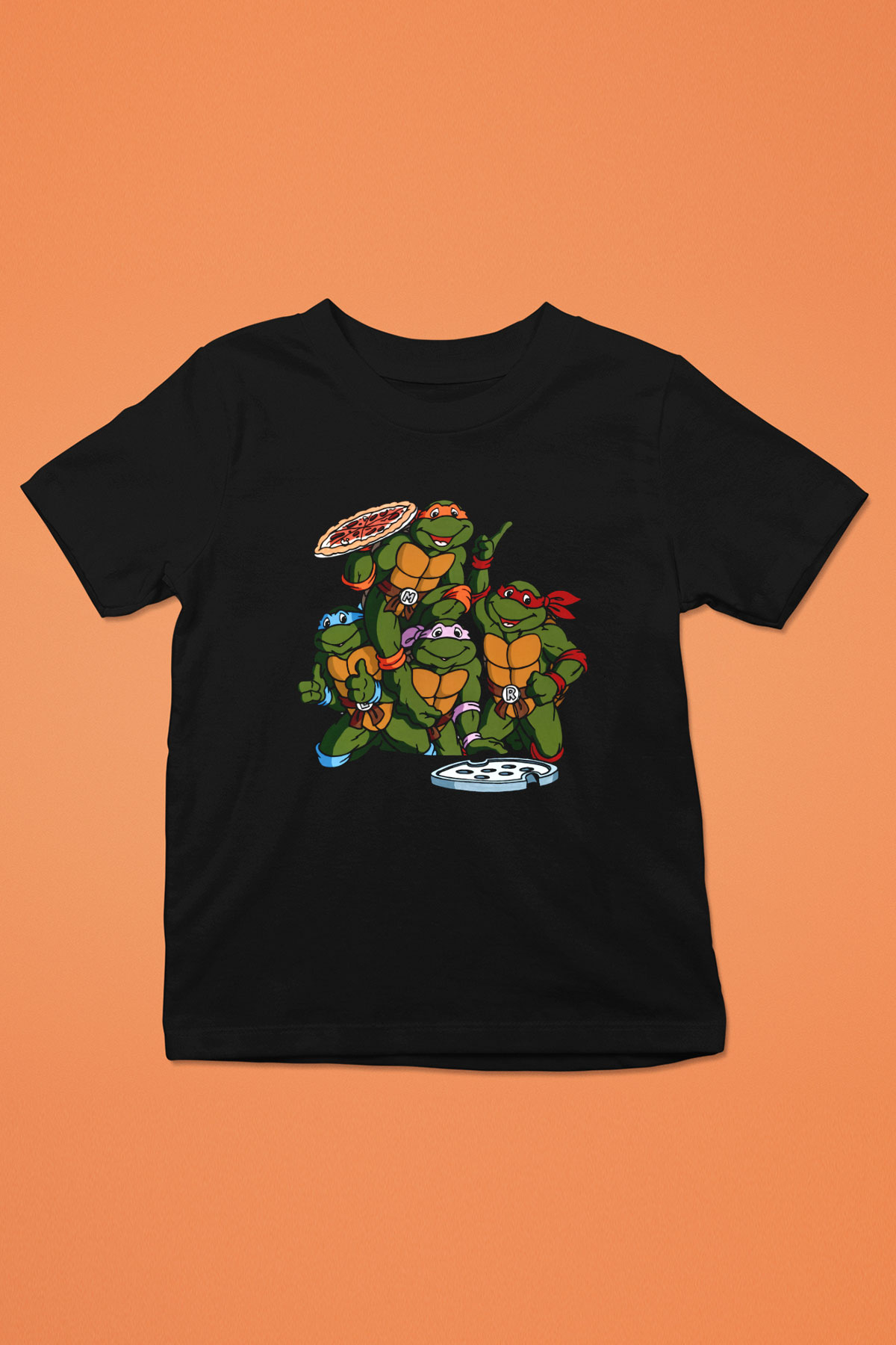 Teenage Mutant Ninja Turtles Ninja Kaplumbağalar Baskılı Siyah Unisex Çocuk Tişört