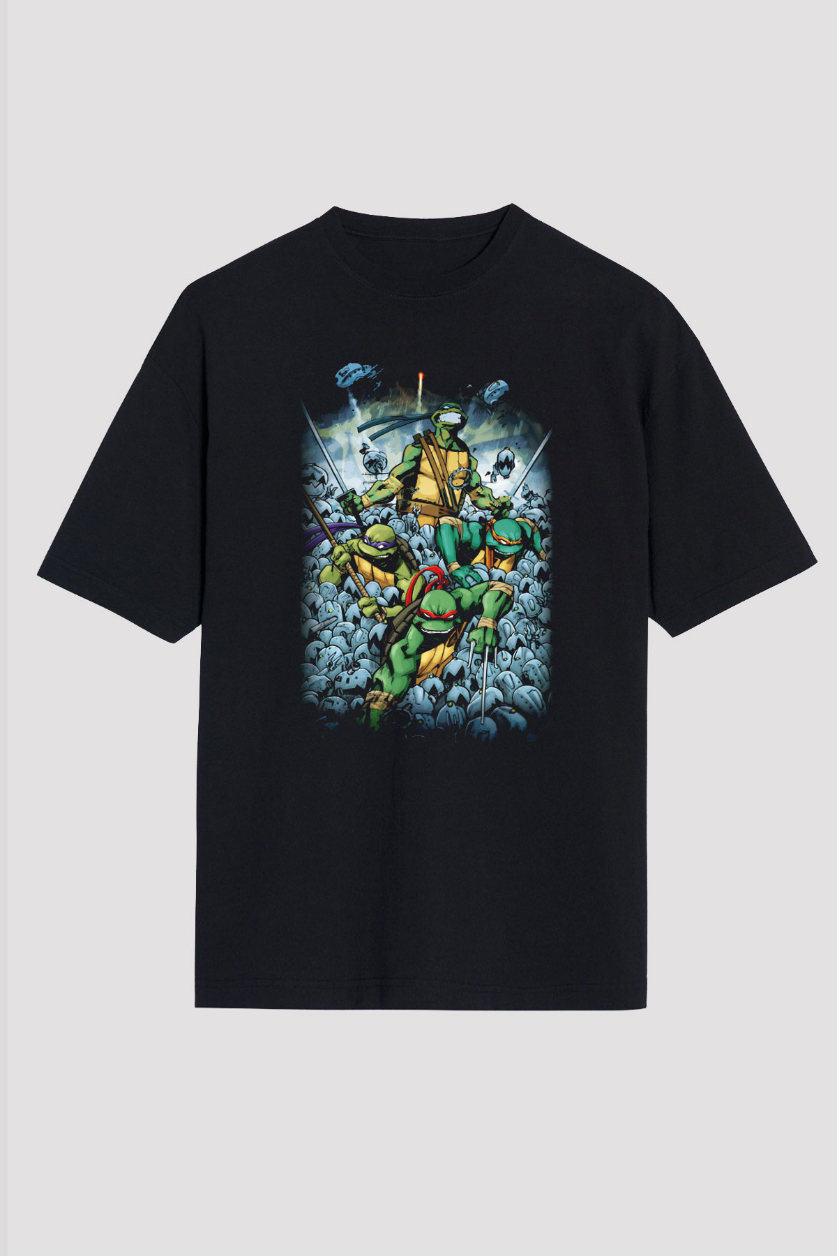 Teenage Mutant Ninja Turtles Ninja Kaplumbağalar Siyah Unisex Oversize Tişört