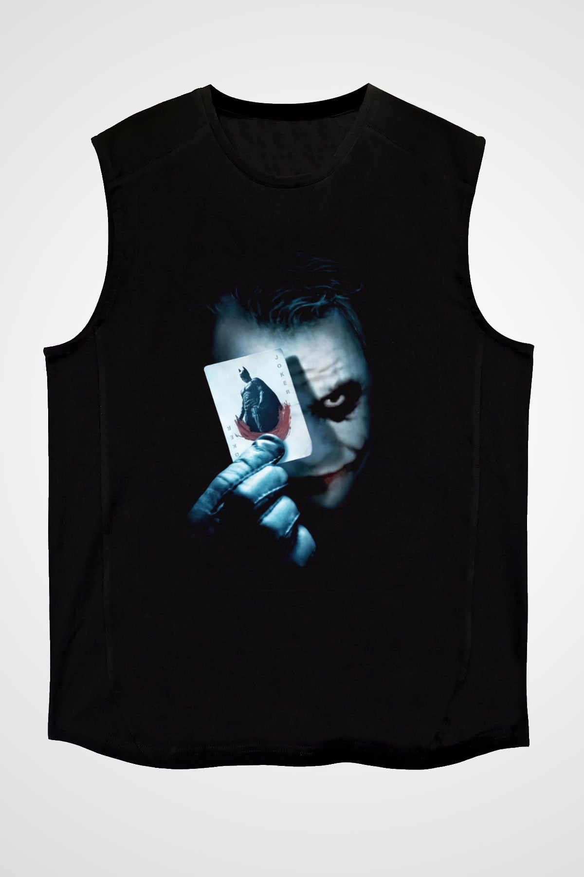 Tek Gözlü Joker Baskılı Unisex Siyah  Kolsuz Tişört