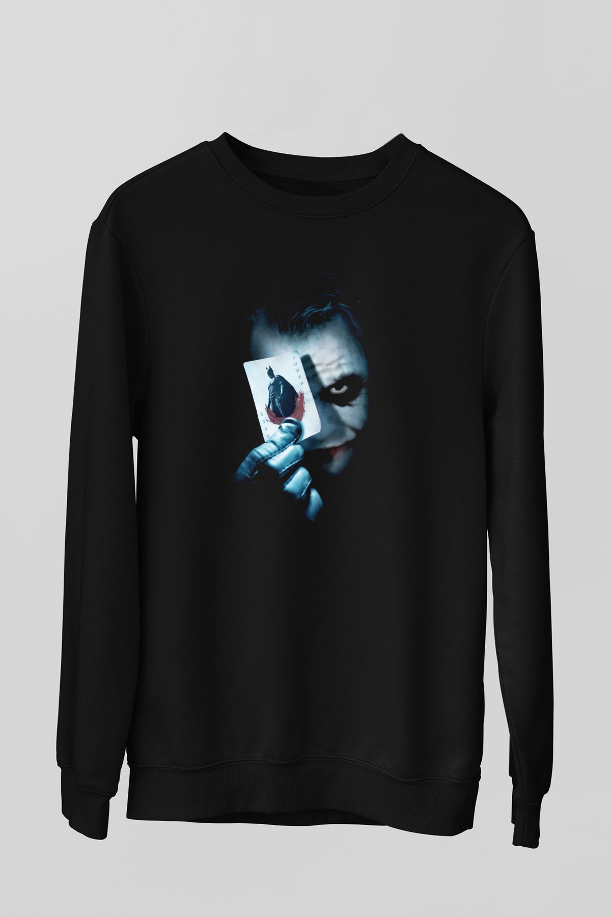 Tek Gözlü Joker Baskılı Unisex Siyah  Sweatshirt
