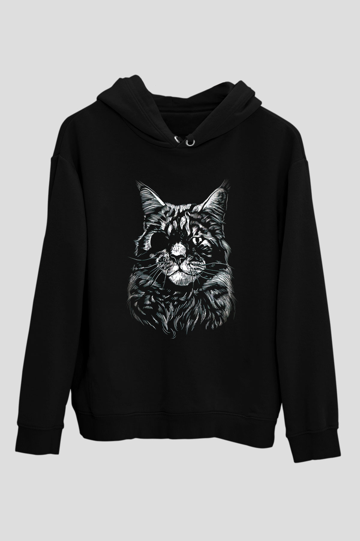 Tek Gözlü KediSiyah  Unisex Hoodie